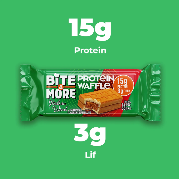 Bite More Proteinli Waffle Tiramisu Kremalı 55 g  12 Adet - 2