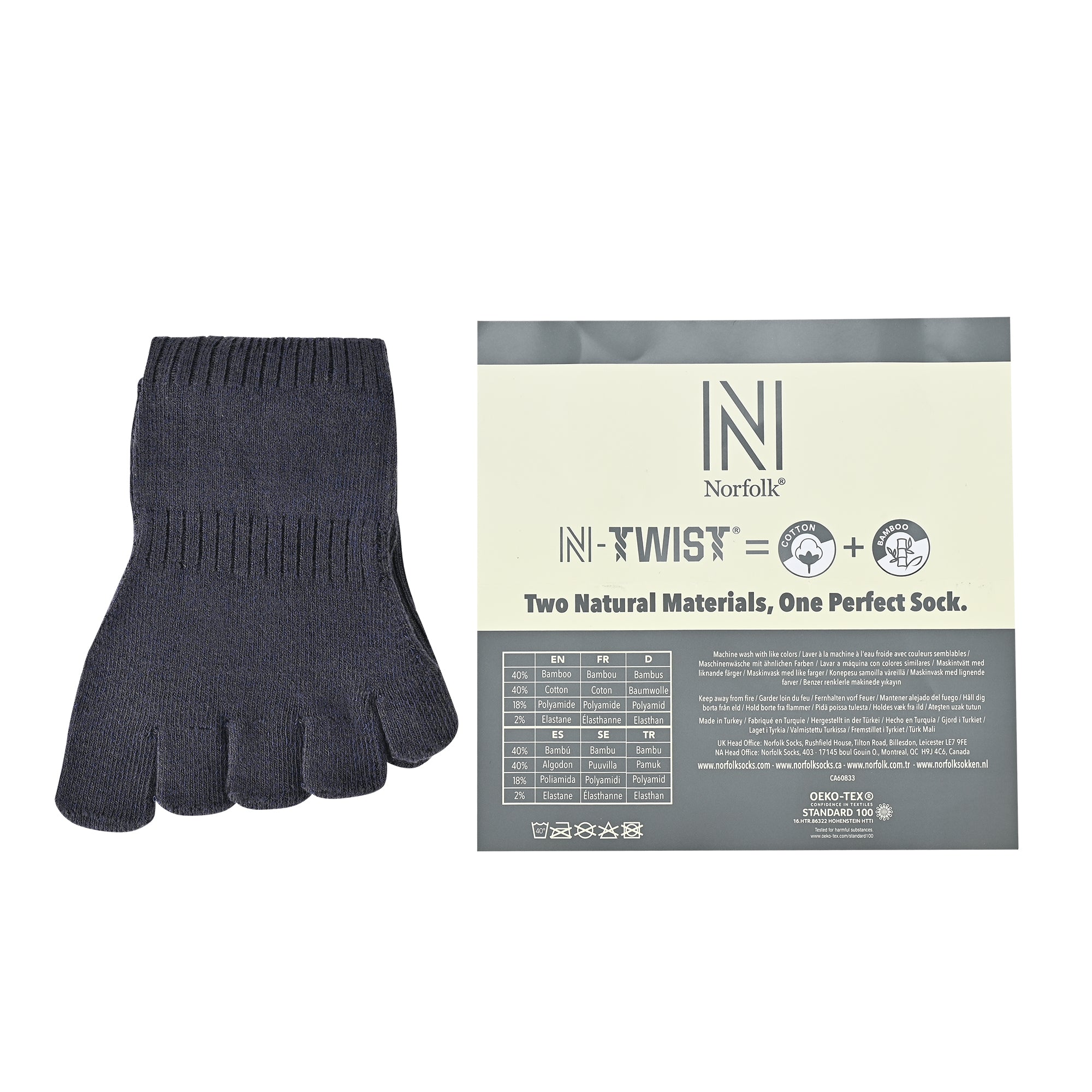 BRIGHTON N-Twist Teknolojili Bambu-Pamuk Bükümlü Parmaklı Çorap 1 Çift - Gri - 7