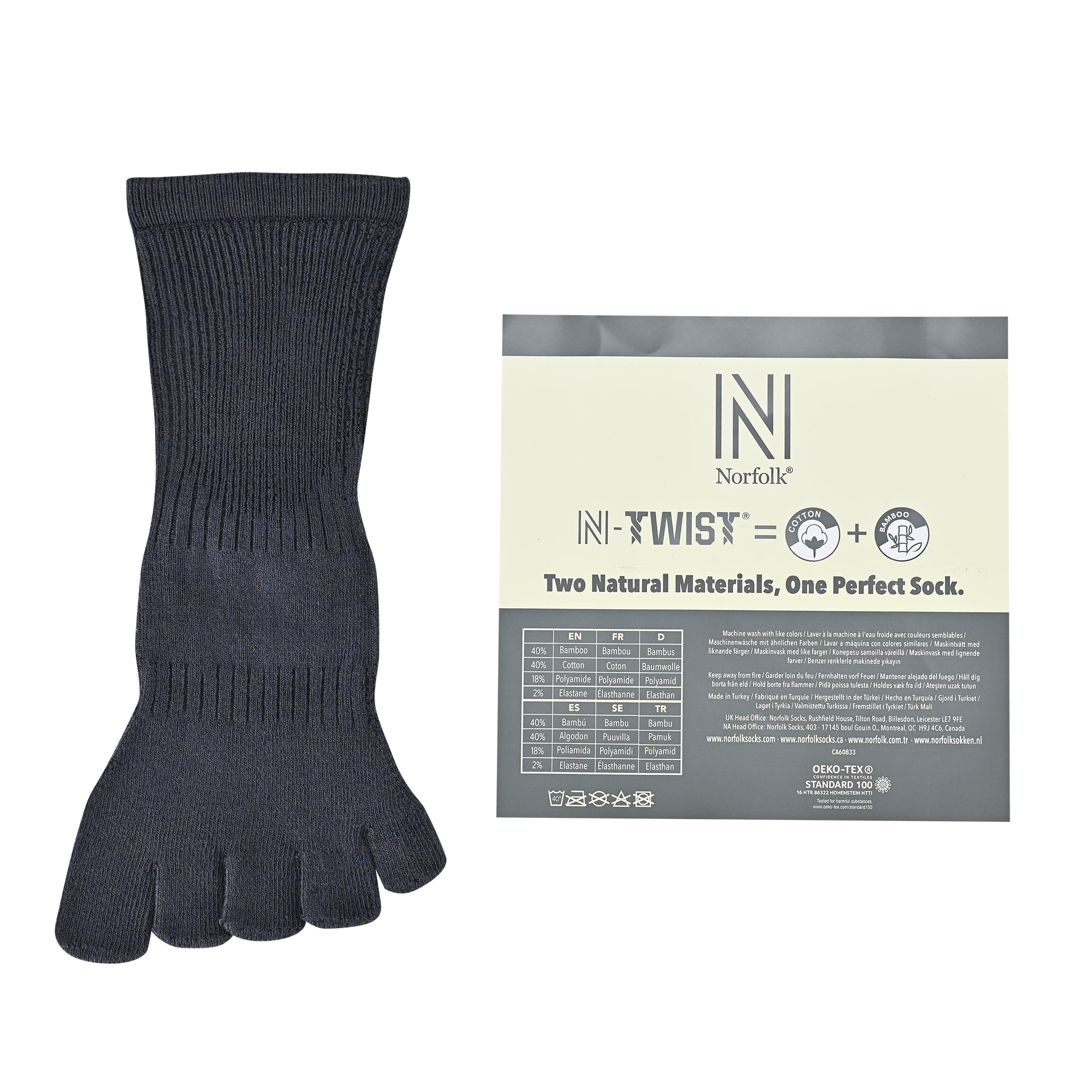 BRIGHTON N-Twist Teknolojili Bambu-Pamuk Bükümlü Parmaklı Çorap 1 Çift - Gri - 8