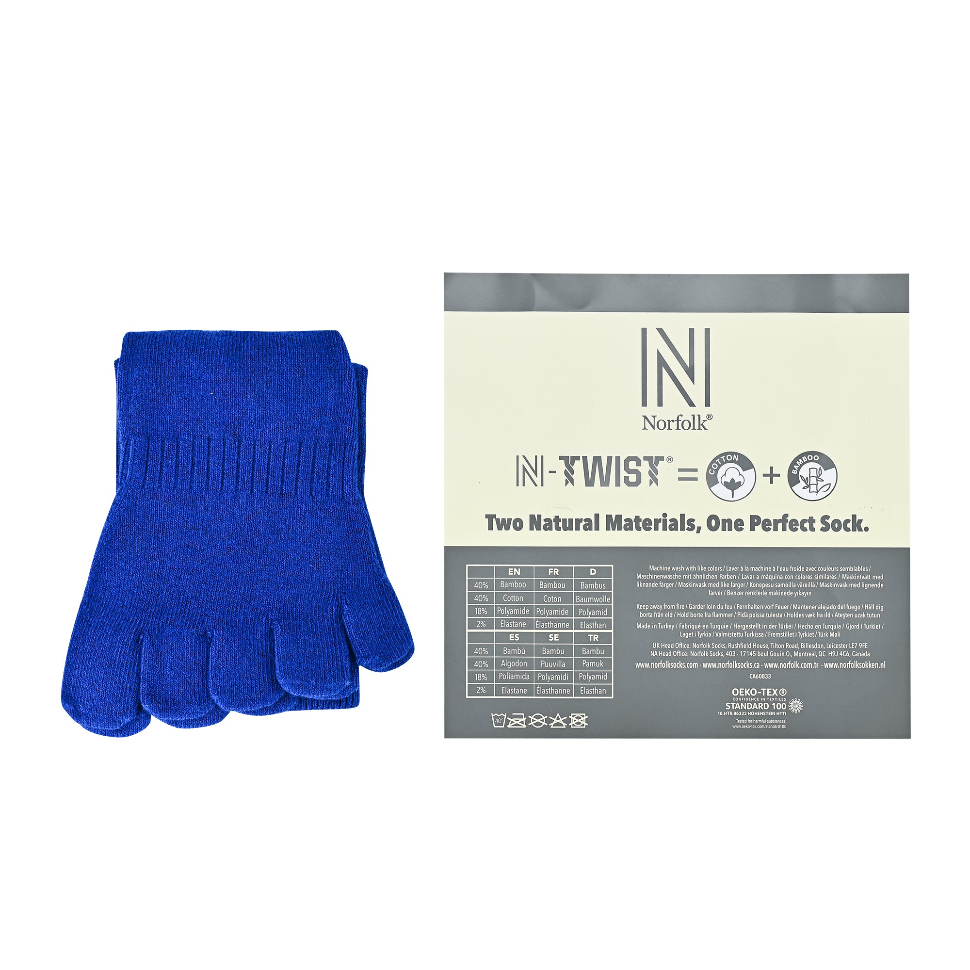 BRIGHTON N-Twist Teknolojili Bambu-Pamuk Bükümlü Parmaklı Çorap 1 Çift - Mavi - 8