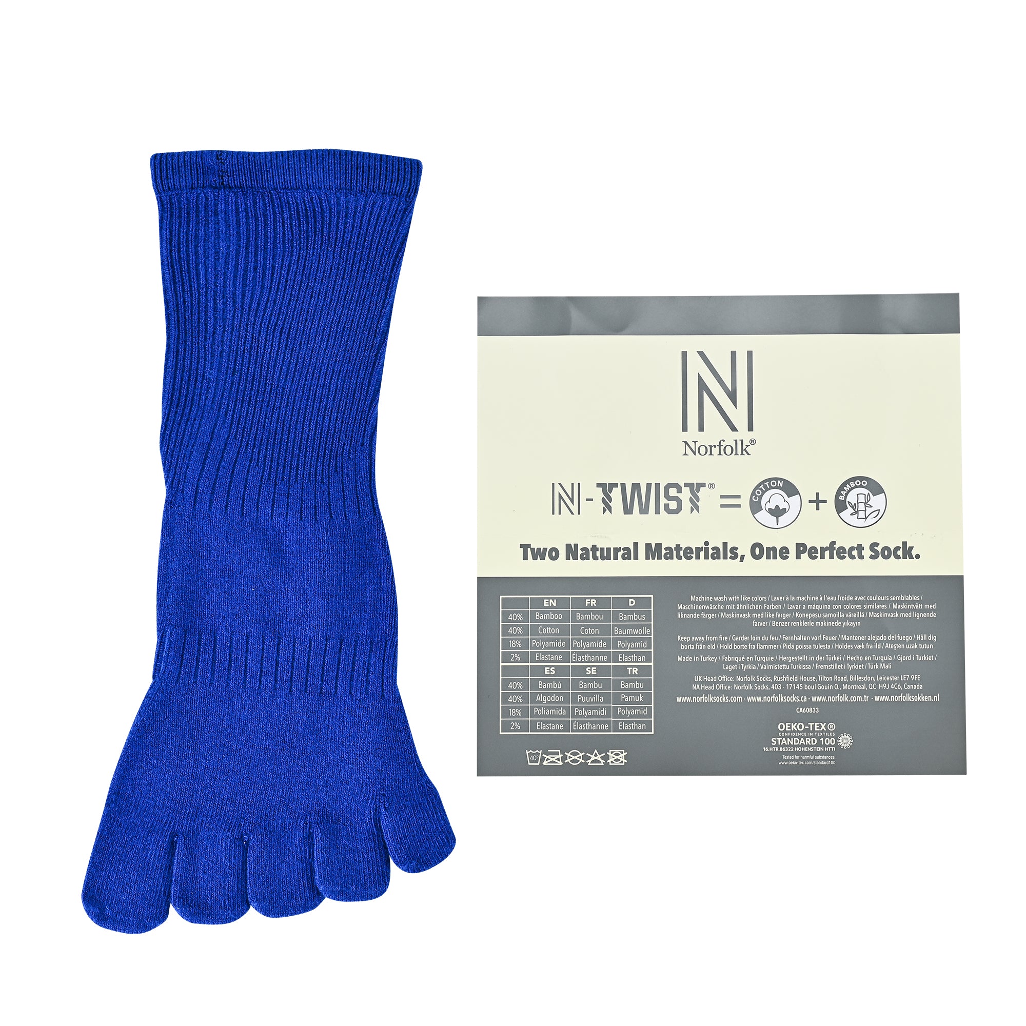 BRIGHTON N-Twist Teknolojili Bambu-Pamuk Bükümlü Parmaklı Çorap 1 Çift - Mavi - 9