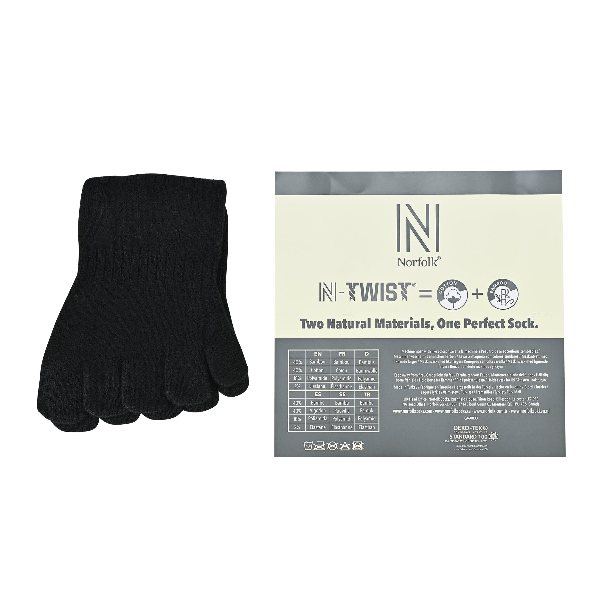 BRIGHTON N-Twist Teknolojili Bambu-Pamuk Bükümlü Parmaklı Çorap 1 Çift - Siyah - 8