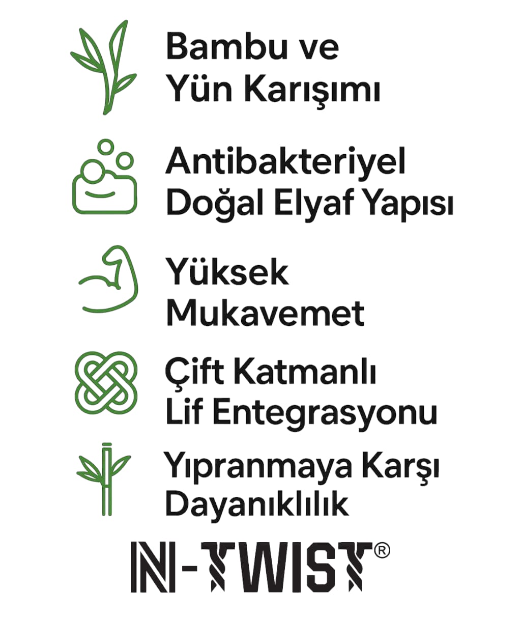 BRISTOL N-Twist Teknolojili Bambu-Yün Bükümlü Bere - Siyah - 6