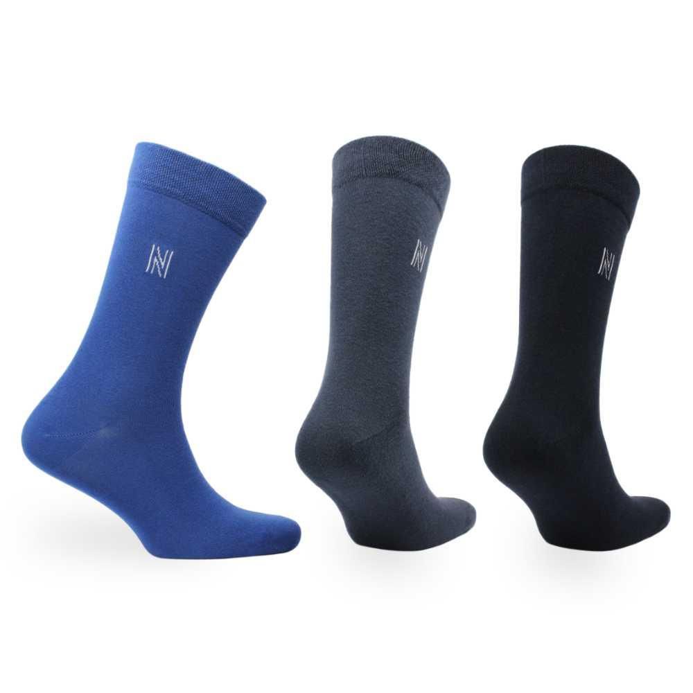 BRODY Günlük Konforlu Pamuklu Çorap 3'lü Paket Mavi/Gri/Siyah