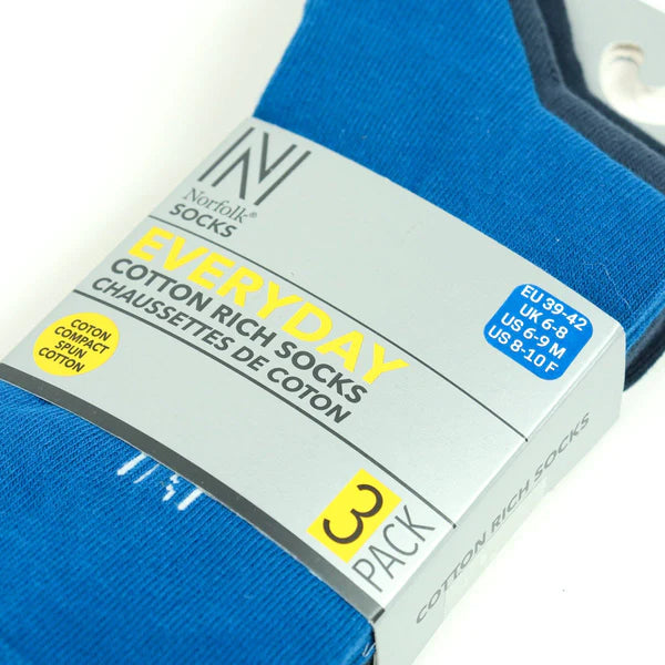 BRODY Günlük Konforlu Pamuklu Çorap 3'lü Paket Mavi/Gri/Siyah - 3