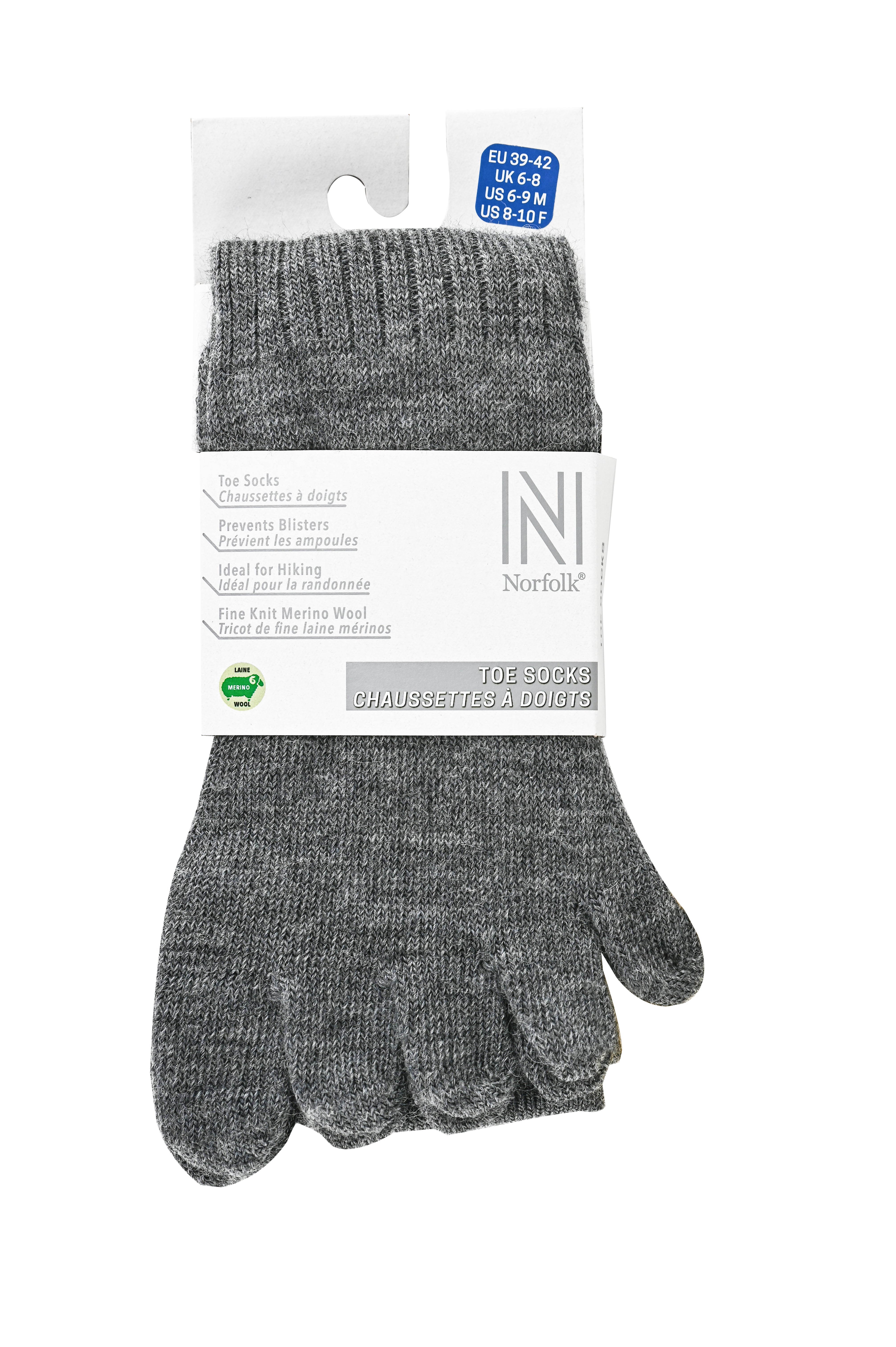 BRUGES Merino Yünlü Mantar ve Koku Önler Parmaklı Çorap 1 Çift Paket Gri - 3