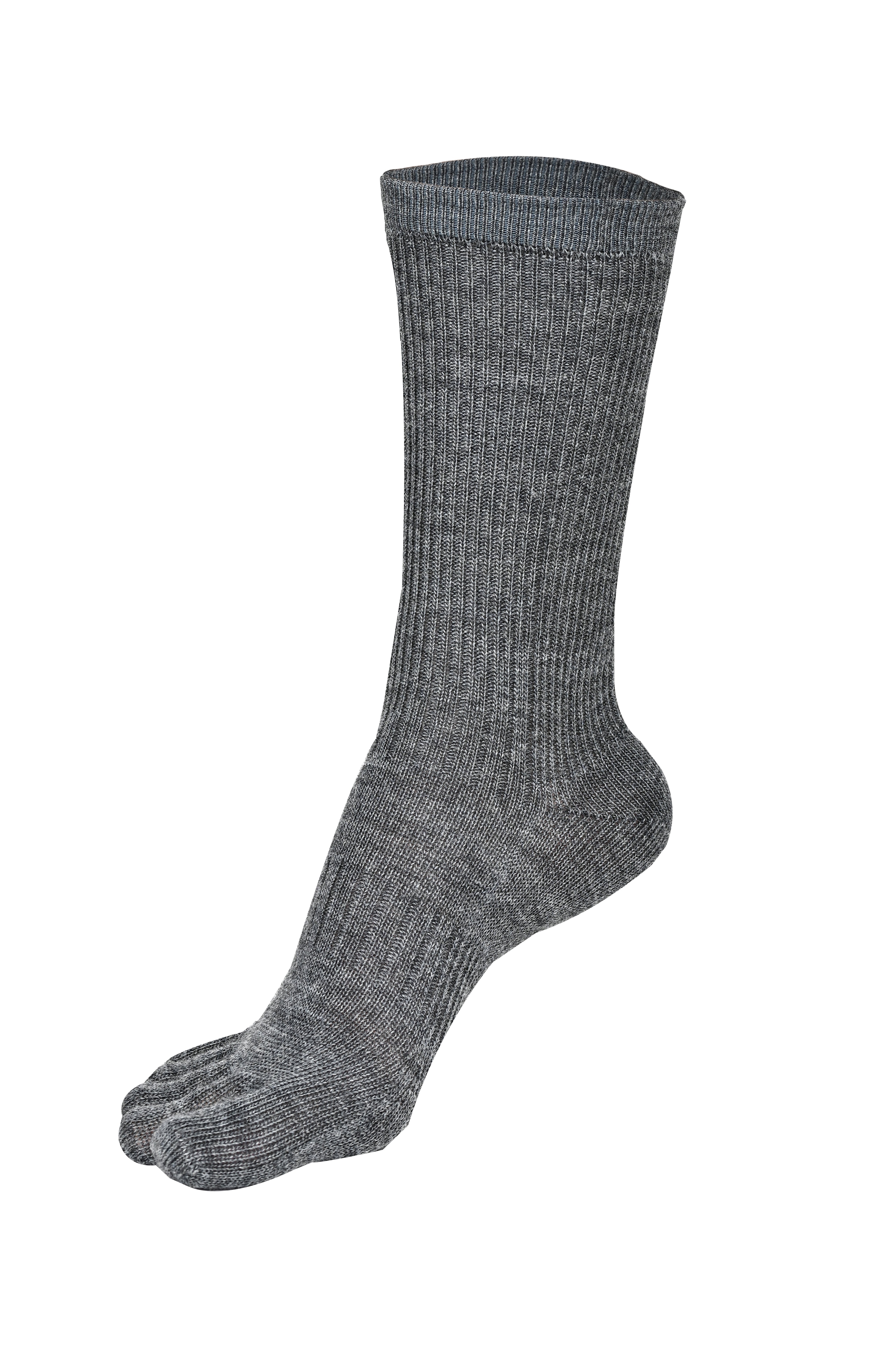 BRUGES Merino Yünlü Mantar ve Koku Önler Parmaklı Çorap 1 Çift Paket Gri - 6