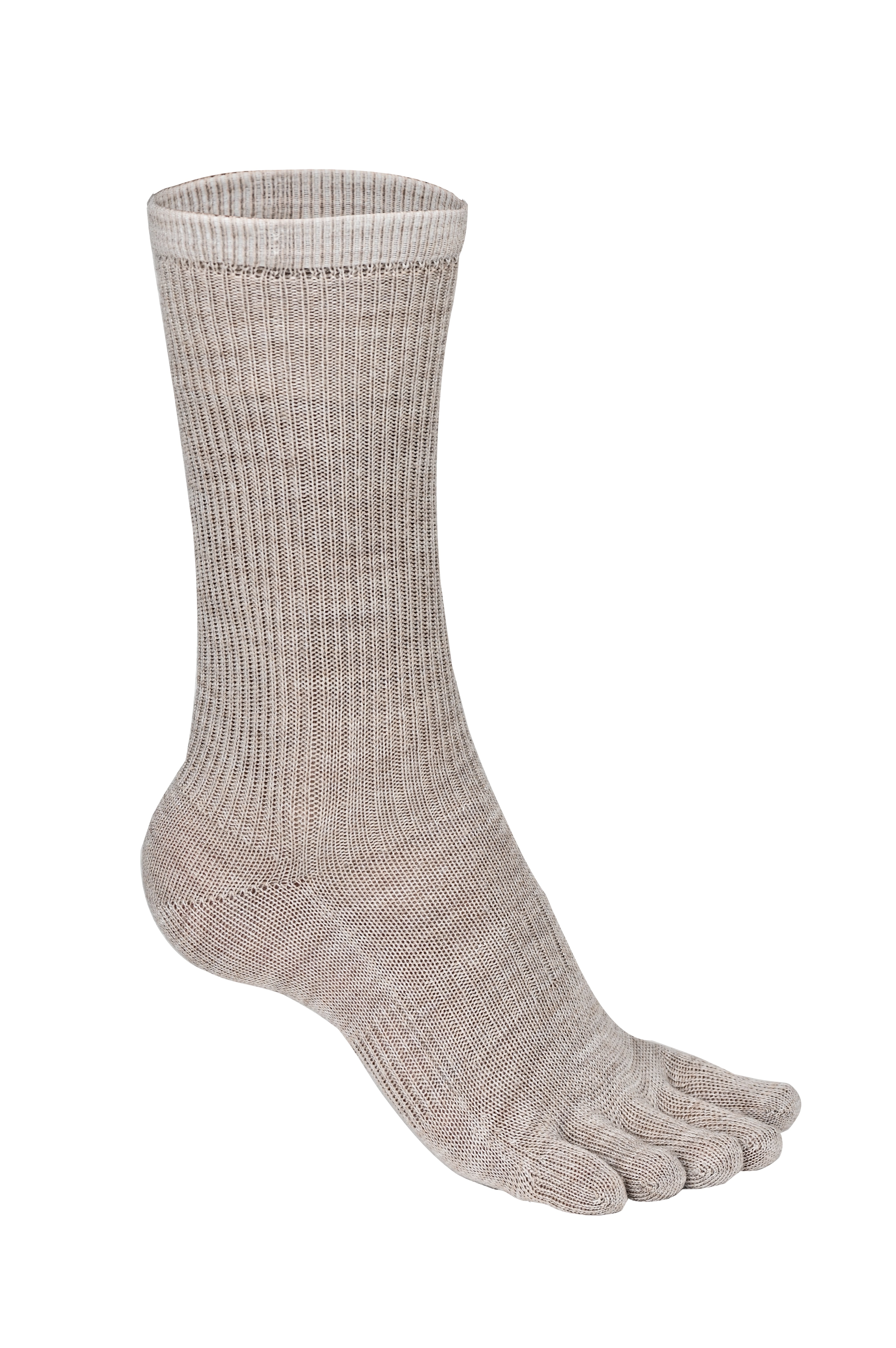 BRUGES Merino Yünlü Mantar ve Koku Önler Parmaklı Çorap 1 Çift Paket Krem - 3