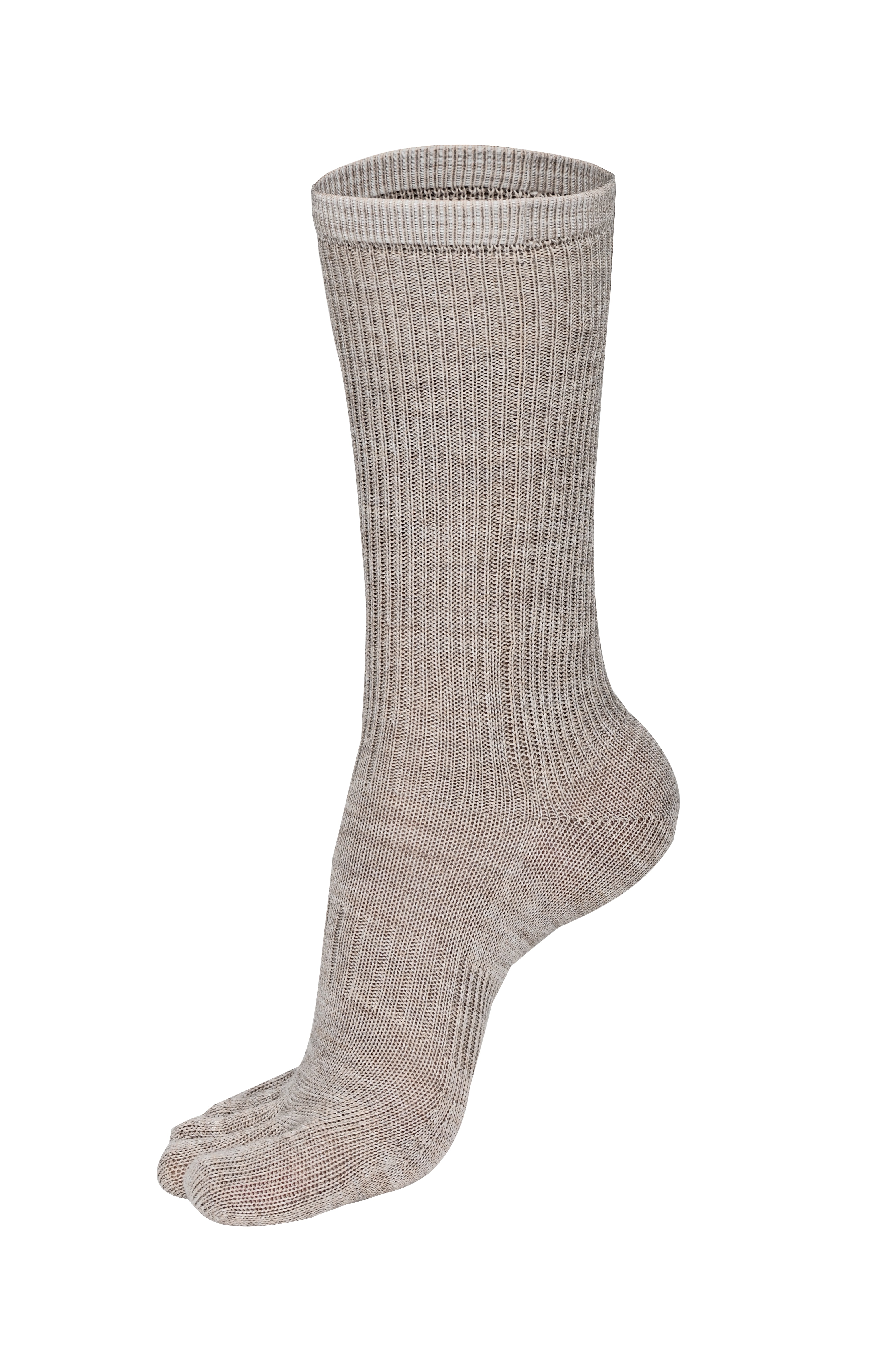 BRUGES Merino Yünlü Mantar ve Koku Önler Parmaklı Çorap 1 Çift Paket Krem - 5