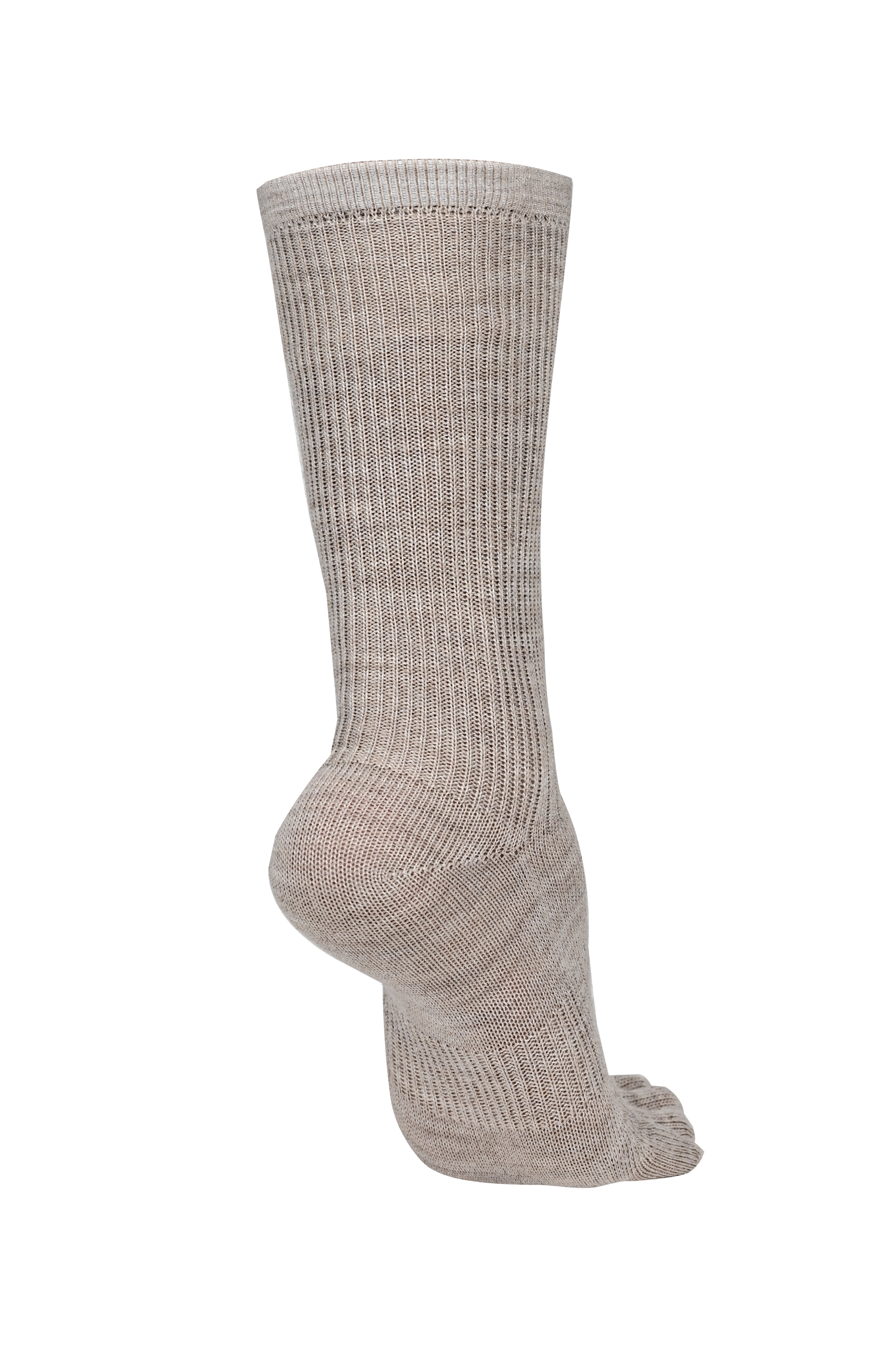 BRUGES Merino Yünlü Mantar ve Koku Önler Parmaklı Çorap 1 Çift Paket Krem - 6