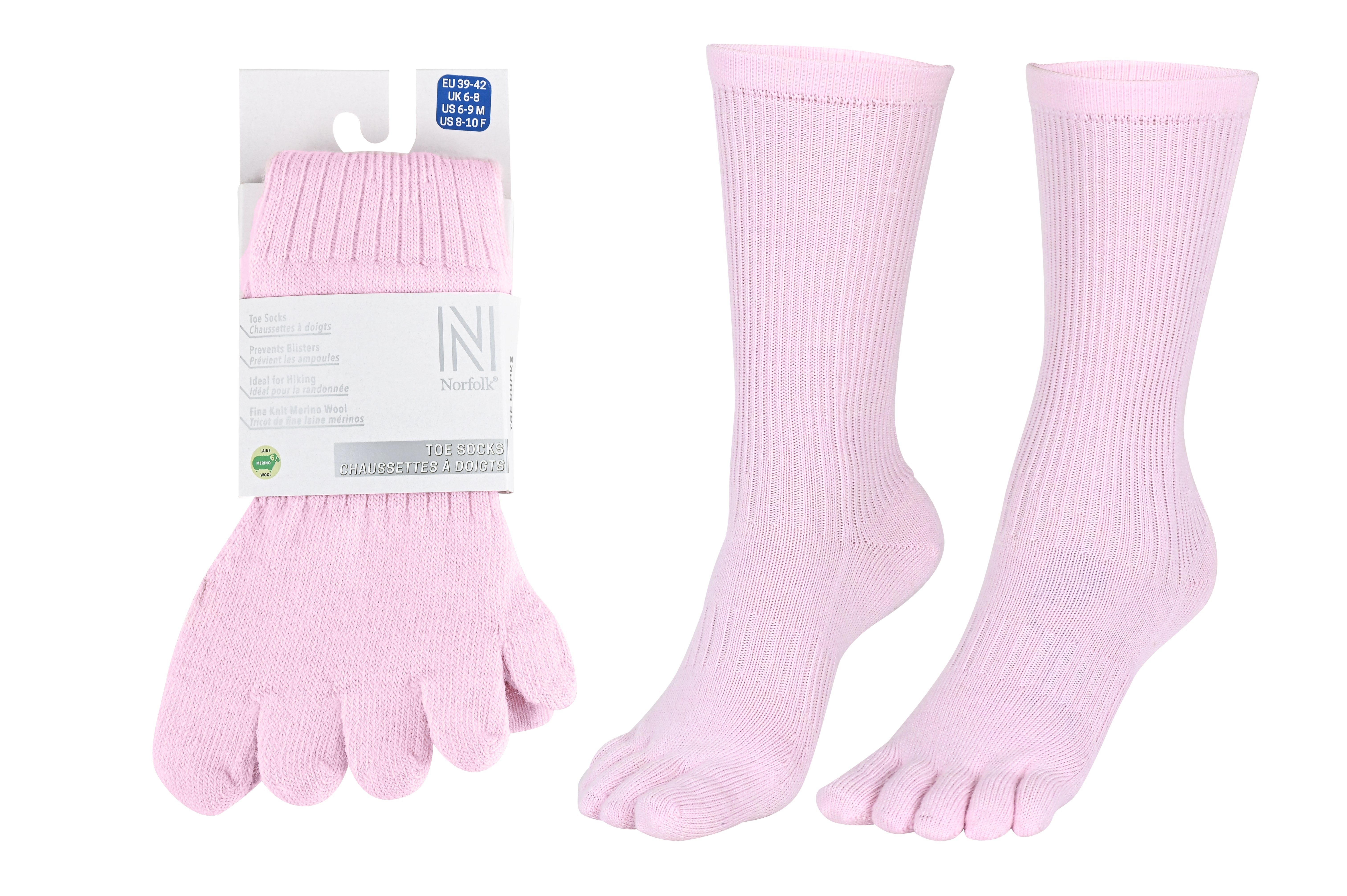 BRUGES Merino Yünlü Mantar ve Koku Önler Parmaklı Çorap 1 Çift Paket Pembe - 6