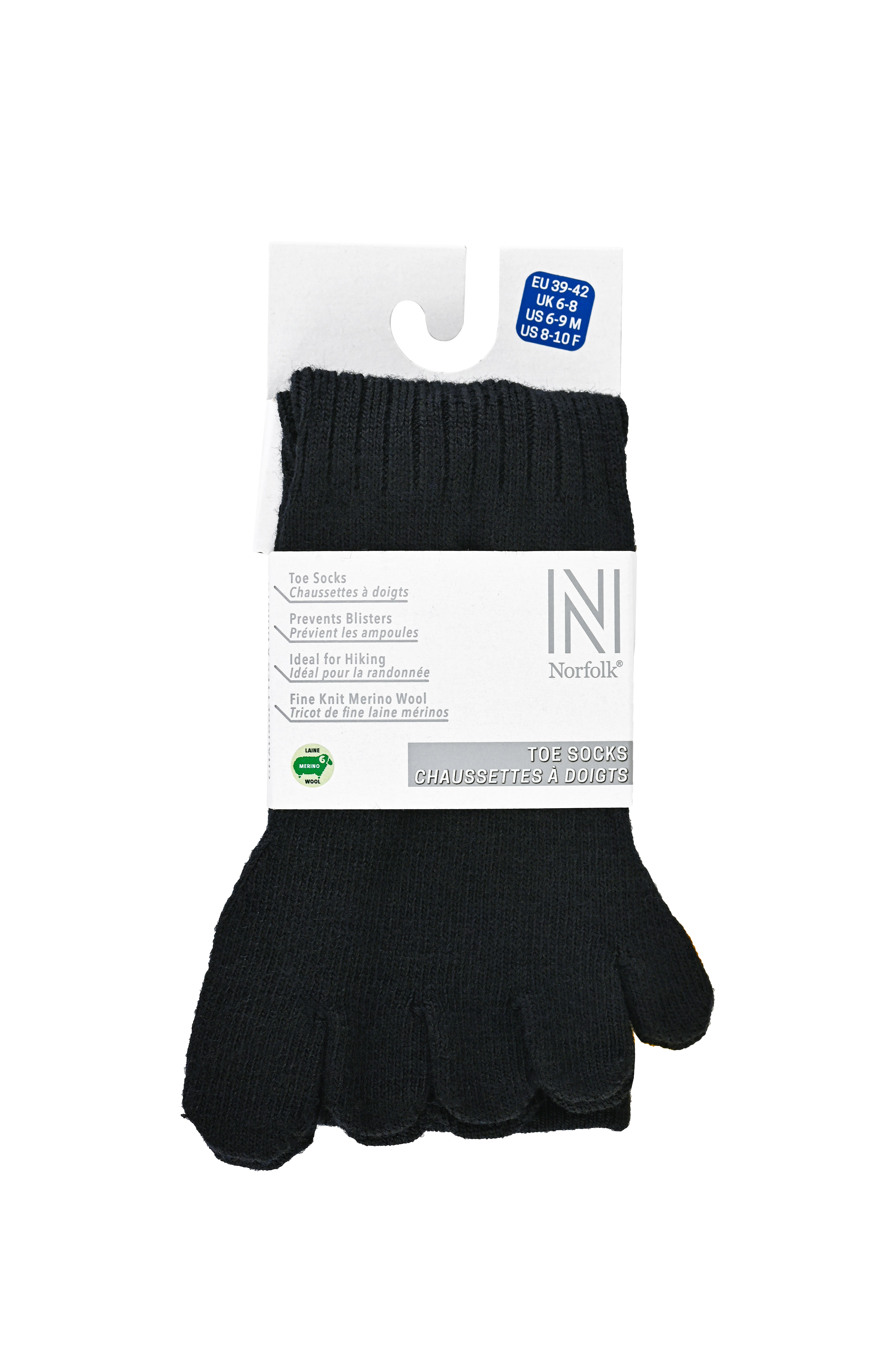 BRUGES Merino Yünlü Mantar ve Koku Önler Parmaklı Çorap 1 Çift Paket Siyah - 7