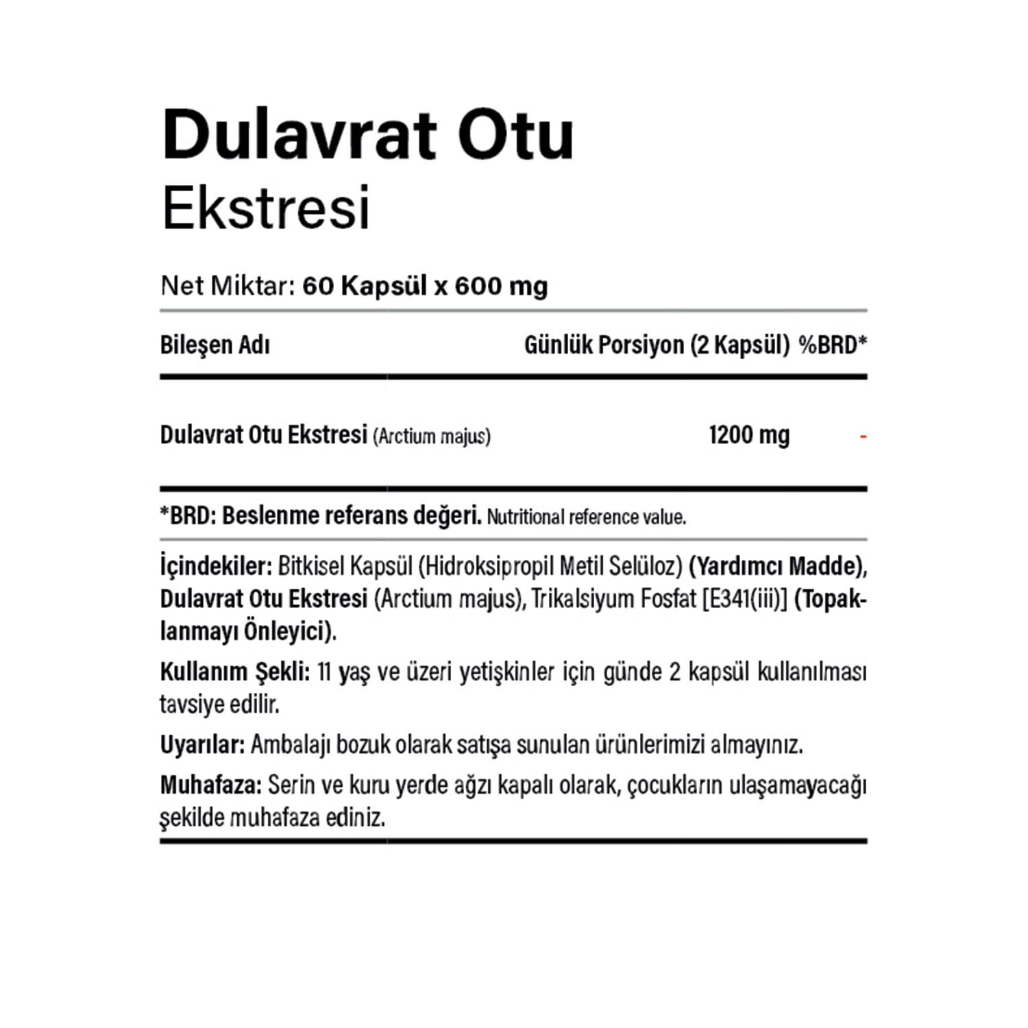Burdock Dulavrat Otu Ekstresi 60 Kapsül - 2