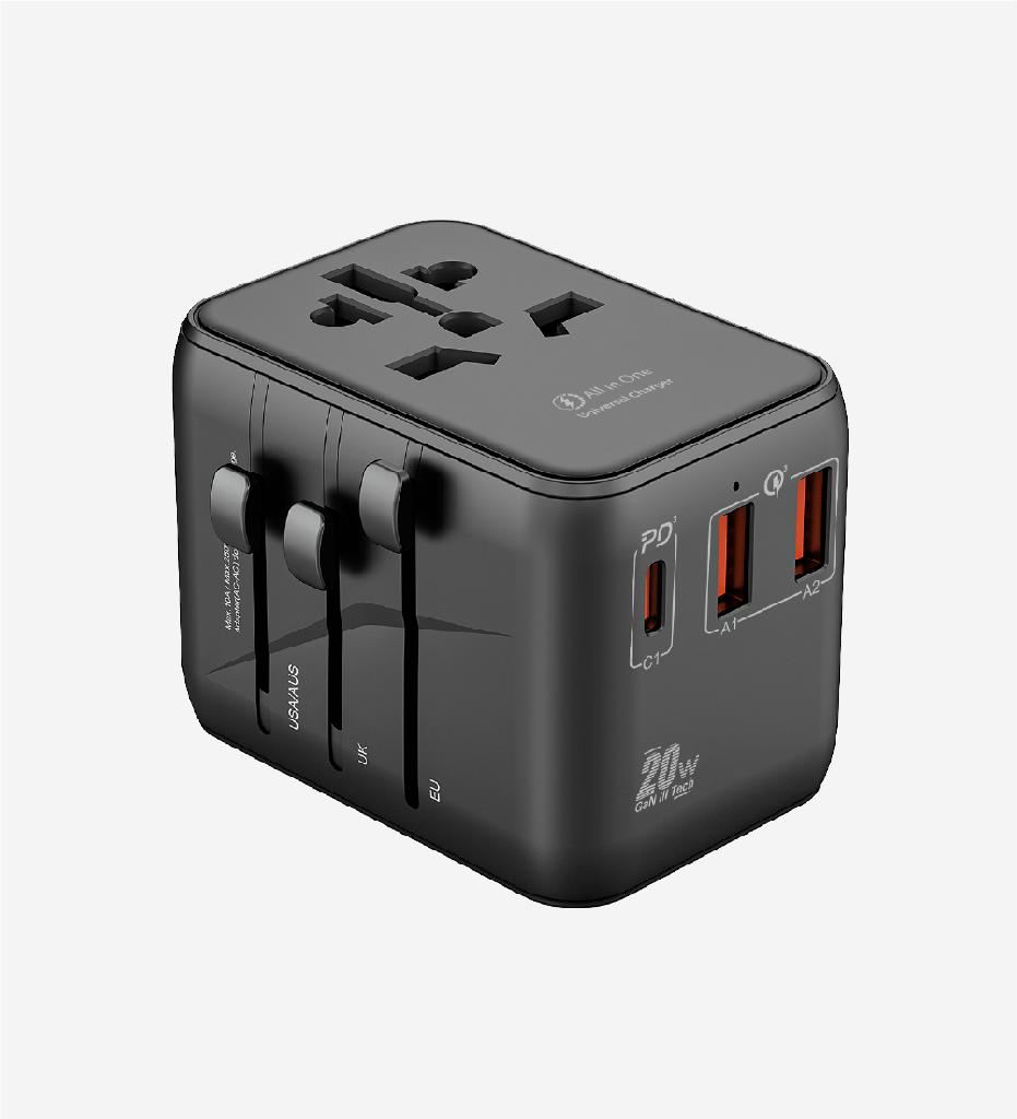 C325 GaN 3 Safe 20W International Travel Fast Charger Adapter - 2