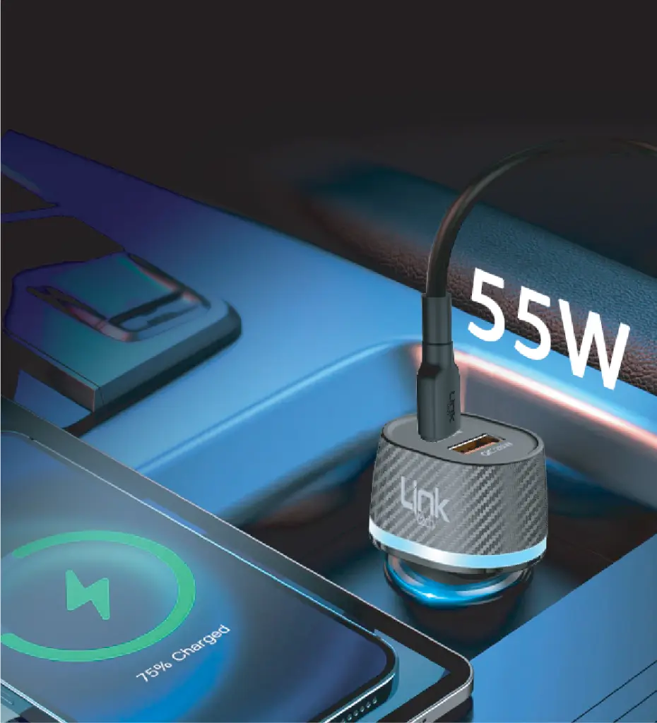 C433 55W Safe Dual PD (30W) & QC (25W) Super Fast Car Charger Head - 3