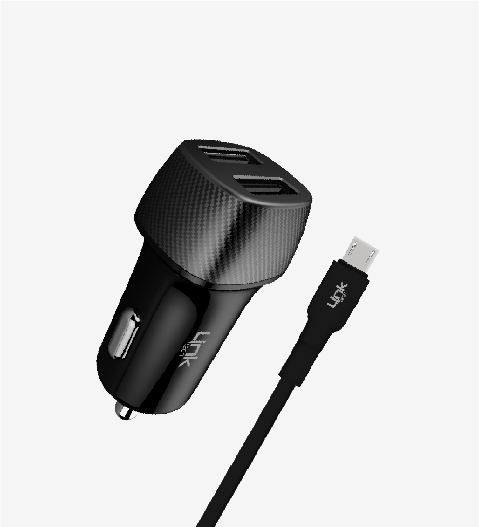 C491 Safe Carbon look Micro USB with Cable 12W Car Charger