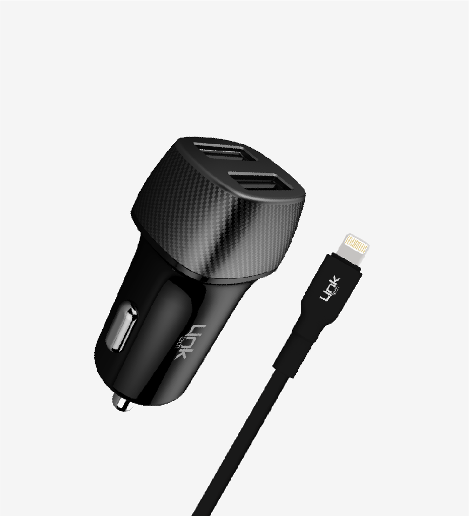 C492 Safe Carbon look Lightning with Cable 12W Car Charger - 2