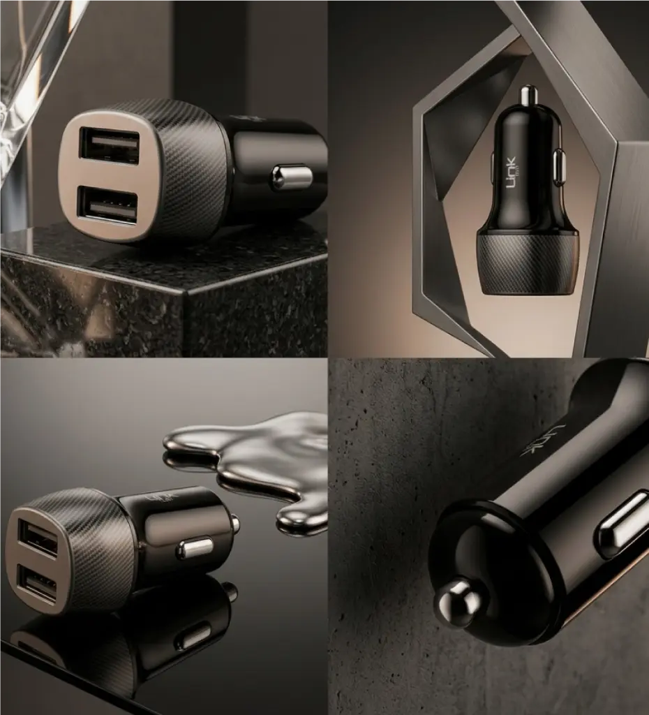 C492 Safe Carbon look Lightning with Cable 12W Car Charger - 5