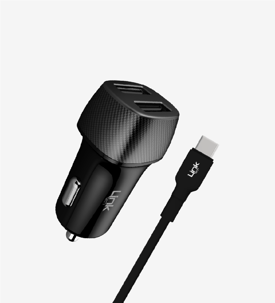 C493 Safe Carbon look Type-c with Cable 12W Car Charger