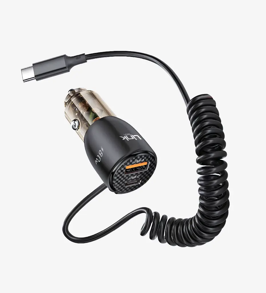 C509 Transparent 80W Dual PD & QC Super Fast Car Charger with Type-C Cable - 2