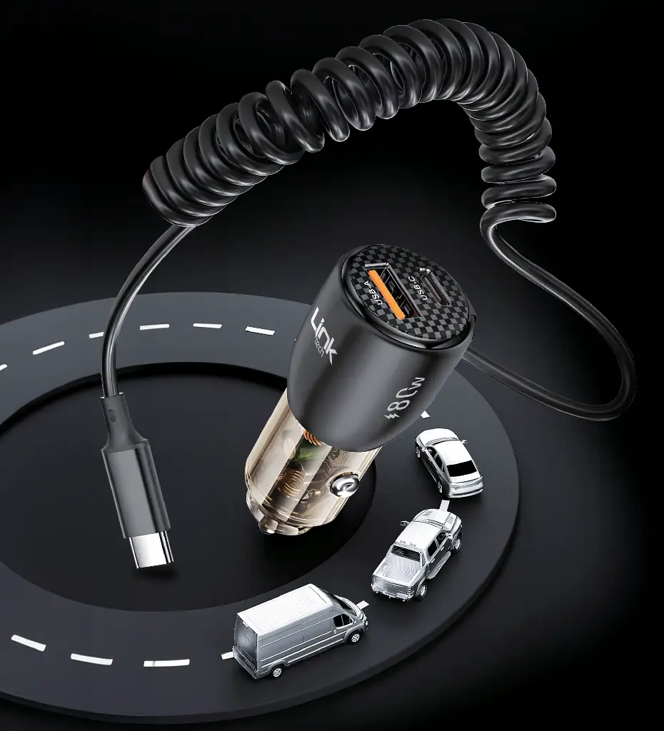 C509 Transparent 80W Dual PD & QC Super Fast Car Charger with Type-C Cable - 3