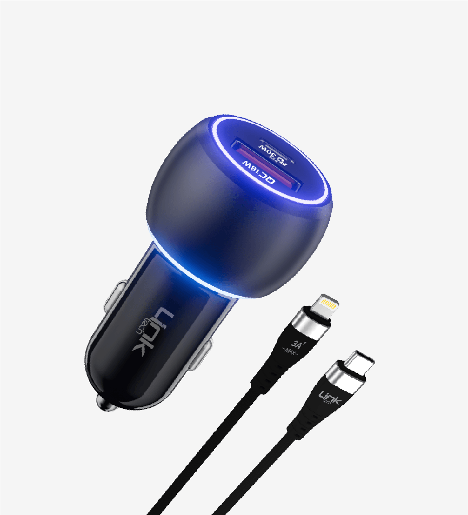 C685 Premium 60W PD30+ 30w Quick Car Charger With Mfi Lightning PD cable