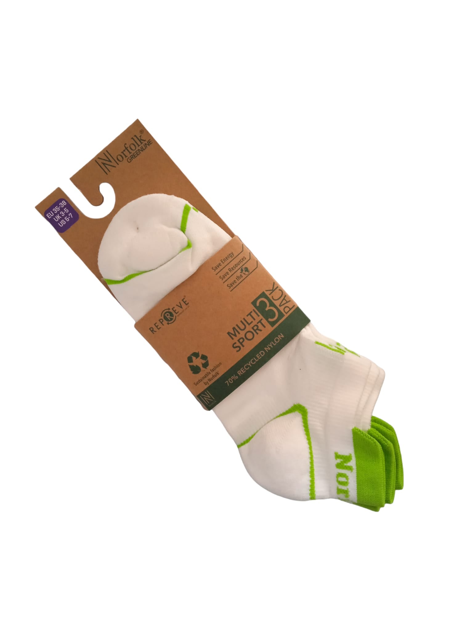 Caretta Çevre Dostu Repreve® Düşük Kesim Koşu ve Yürüyüş Çorabı 3'lü Paket Beyaz - 4