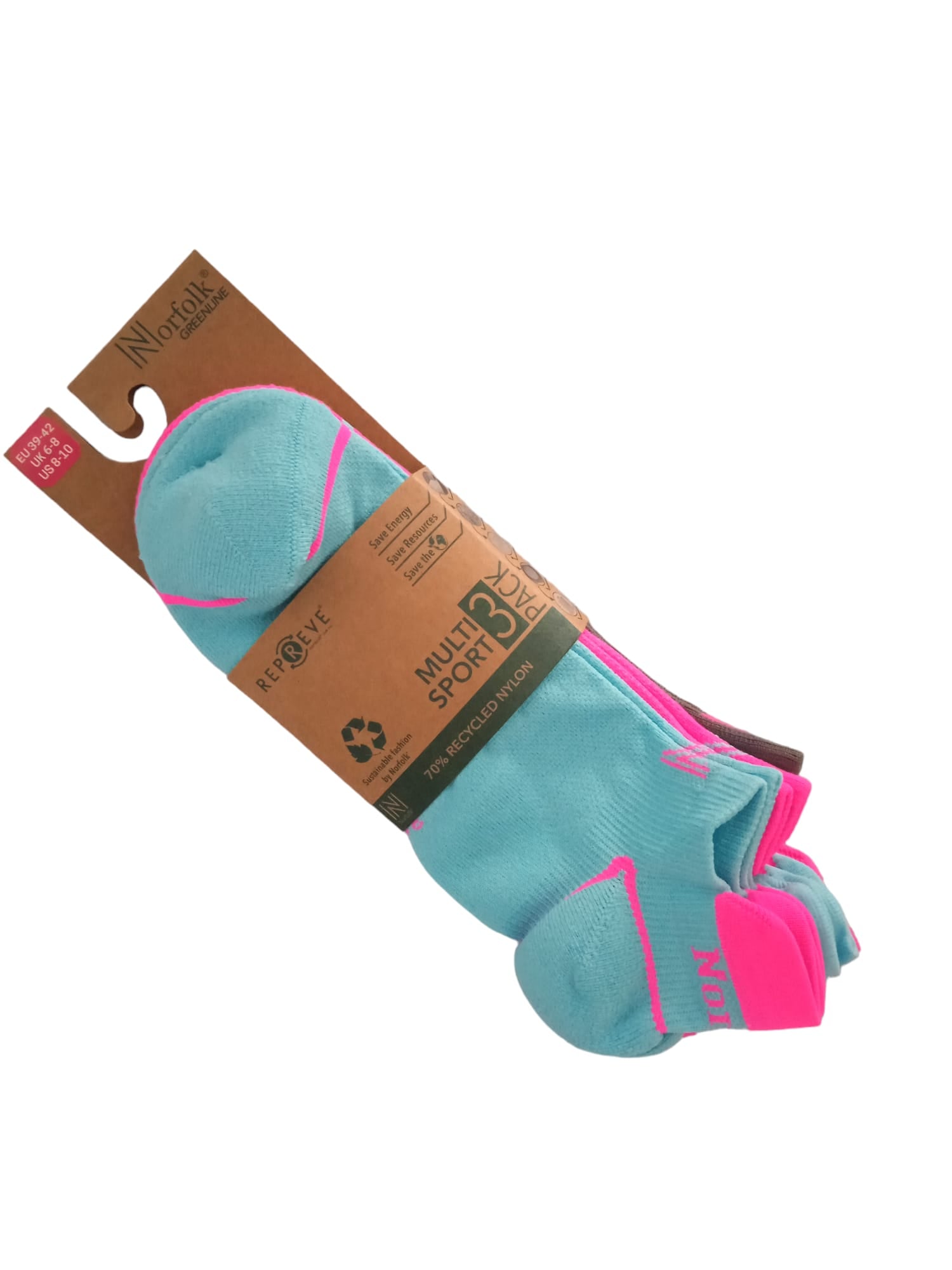 Caretta Çevre Dostu Repreve® Düşük Kesim Koşu ve Yürüyüş Çorabı 3'lü Paket Mavi-Fuşya-Antrasit - 4