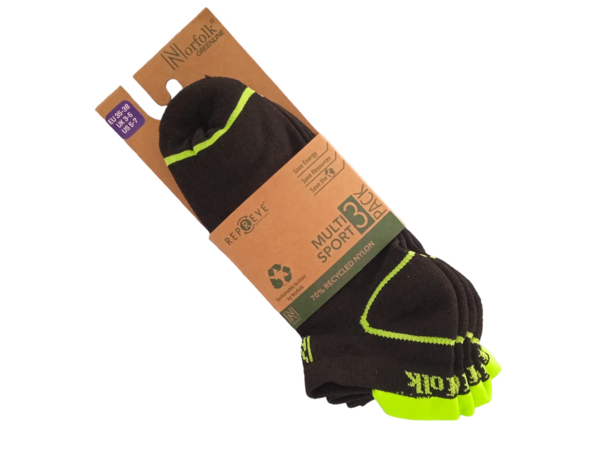 Caretta Çevre Dostu Repreve® Düşük Kesim Koşu ve Yürüyüş Çorabı 3'lü Paket Siyah - 5