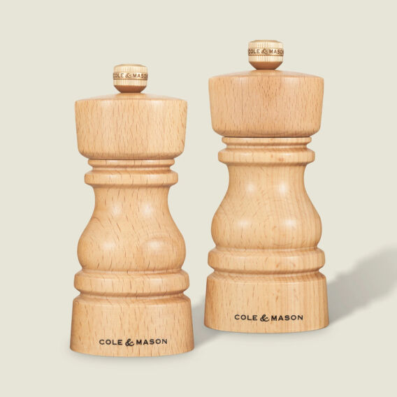 Cole & Mason Londra Doğal Kayın Tuz ve Karabiber Değirmenleri 130mm