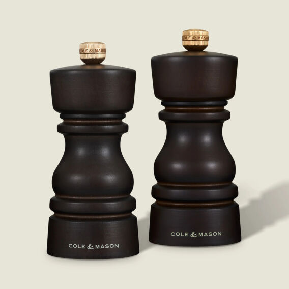 Cole & Mason London Çikolata Renkli Ahşap Tuz ve Biber Değirmenleri 130mm