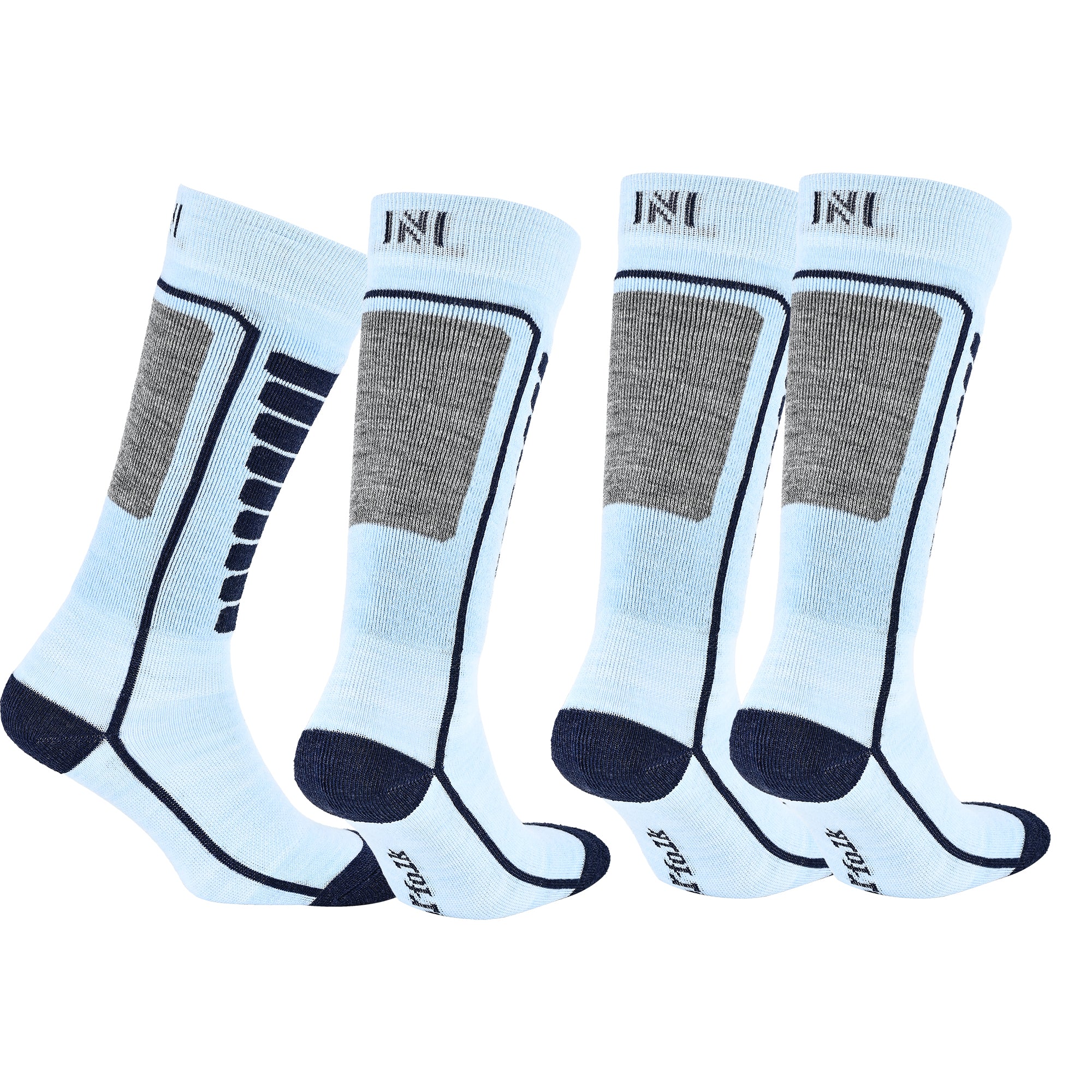 Courchevel Merinos Yünü Hafif Çocuk Kayak Çorabı Buz Mavi 2'li Paket