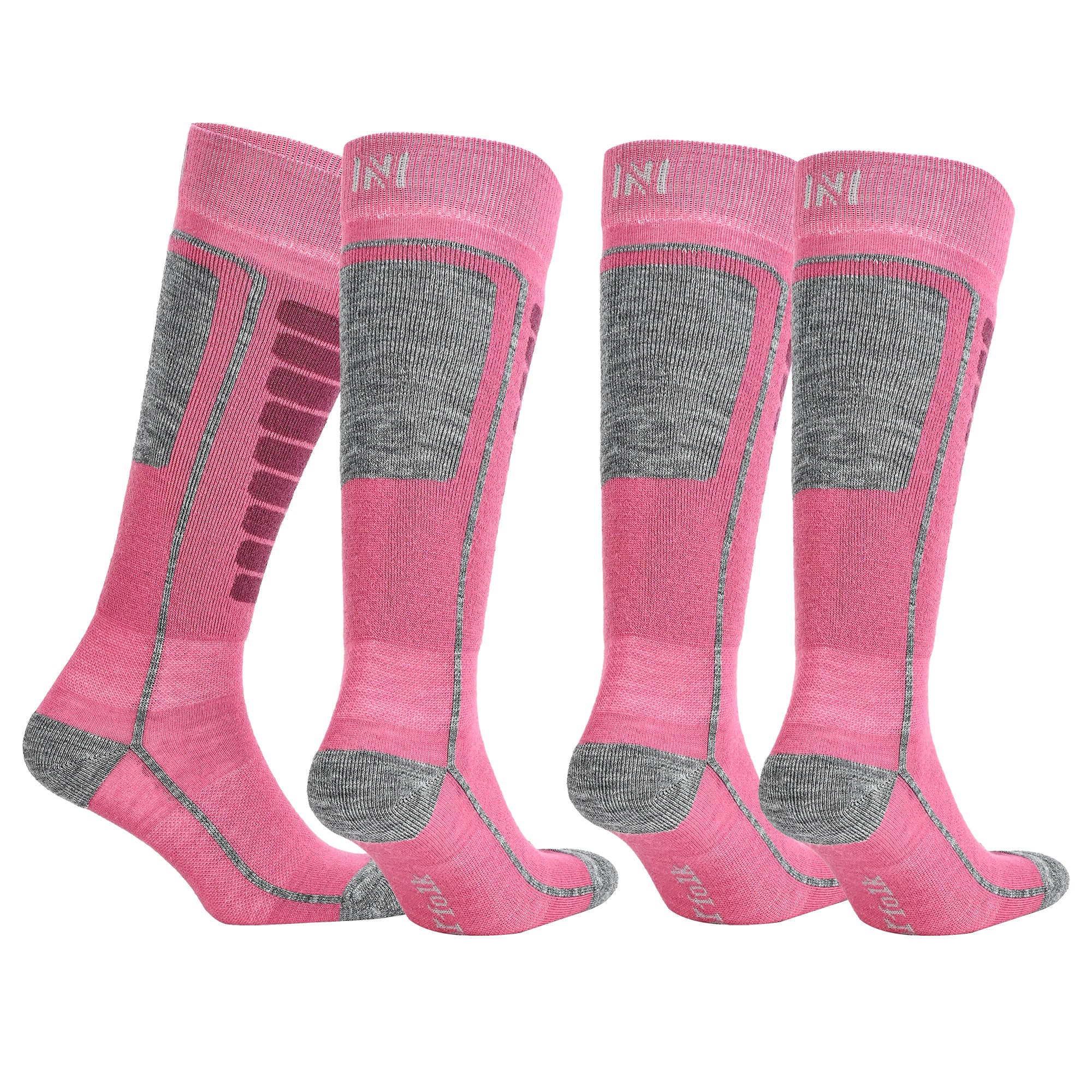 Courchevel Merinos Yünü Hafif Çocuk Kayak Çorabı Pembe 2'li Paket