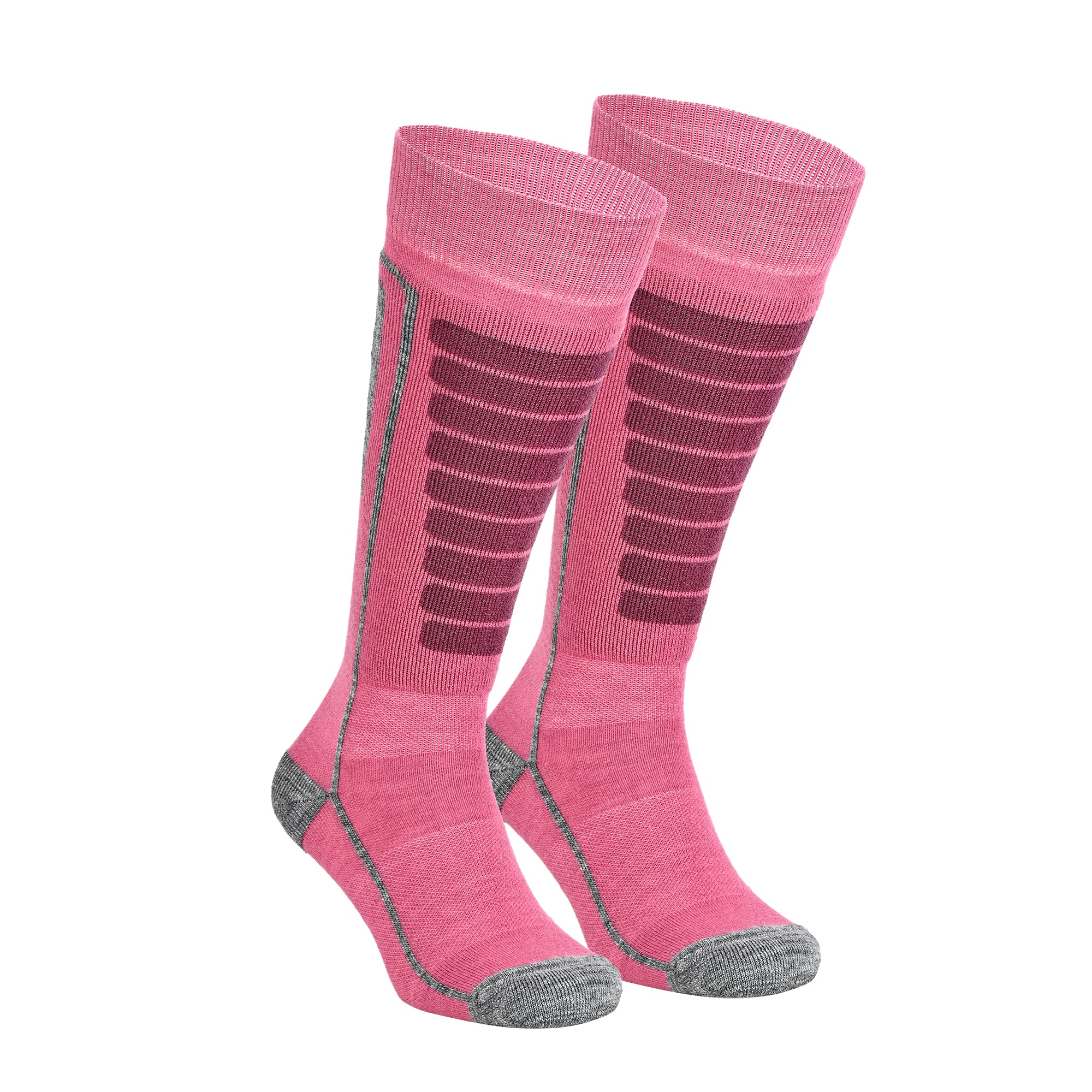 Courchevel Merinos Yünü Hafif Çocuk Kayak Çorabı Pembe 2'li Paket - 6