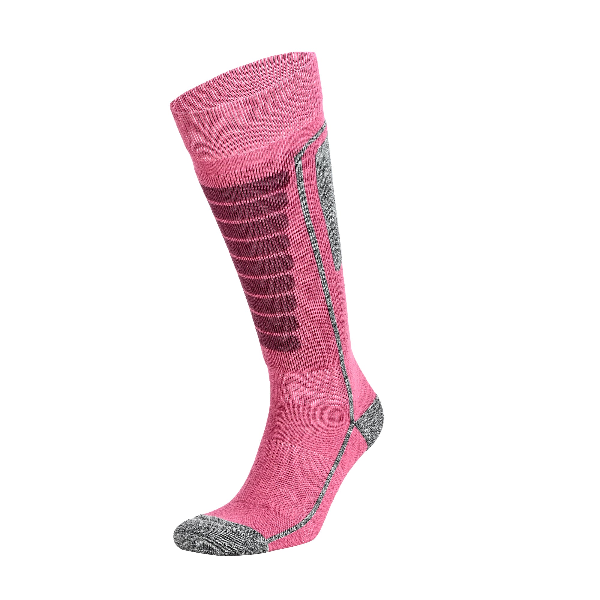 Courchevel Merinos Yünü Hafif Çocuk Kayak Çorabı Pembe 2'li Paket - 9