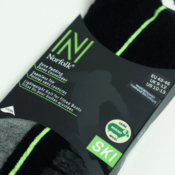 Courchevel Merinos Yünü Hafif Kayak Çorabı Siyah - 3