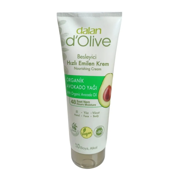 Dalan D'olive Organik Avokado Yağı Hızlı Emilen Tüp Krem  250 ml