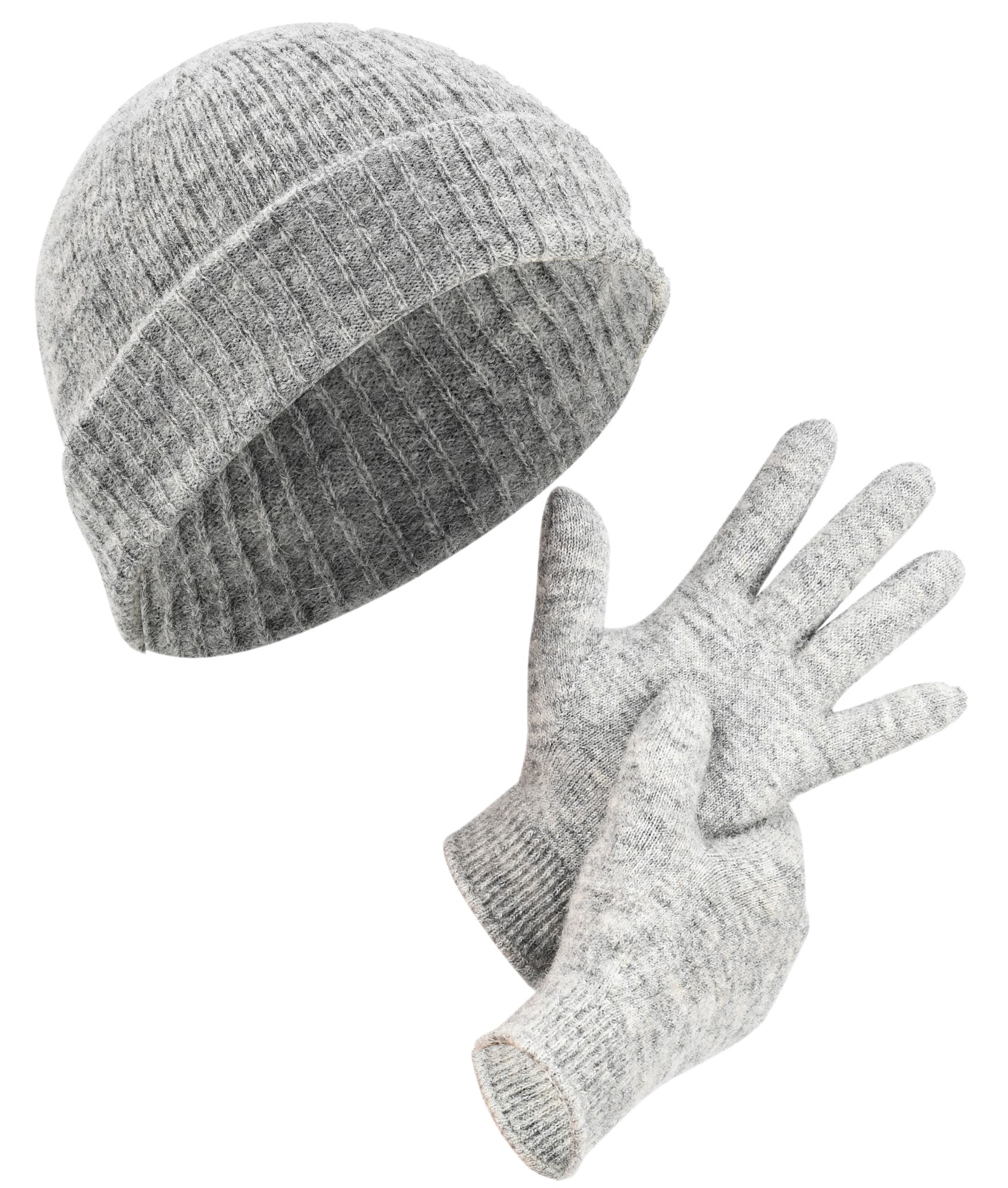 DAPHNE Alpaka Yün Bere ve Eldiven Seti (Gri) - 4