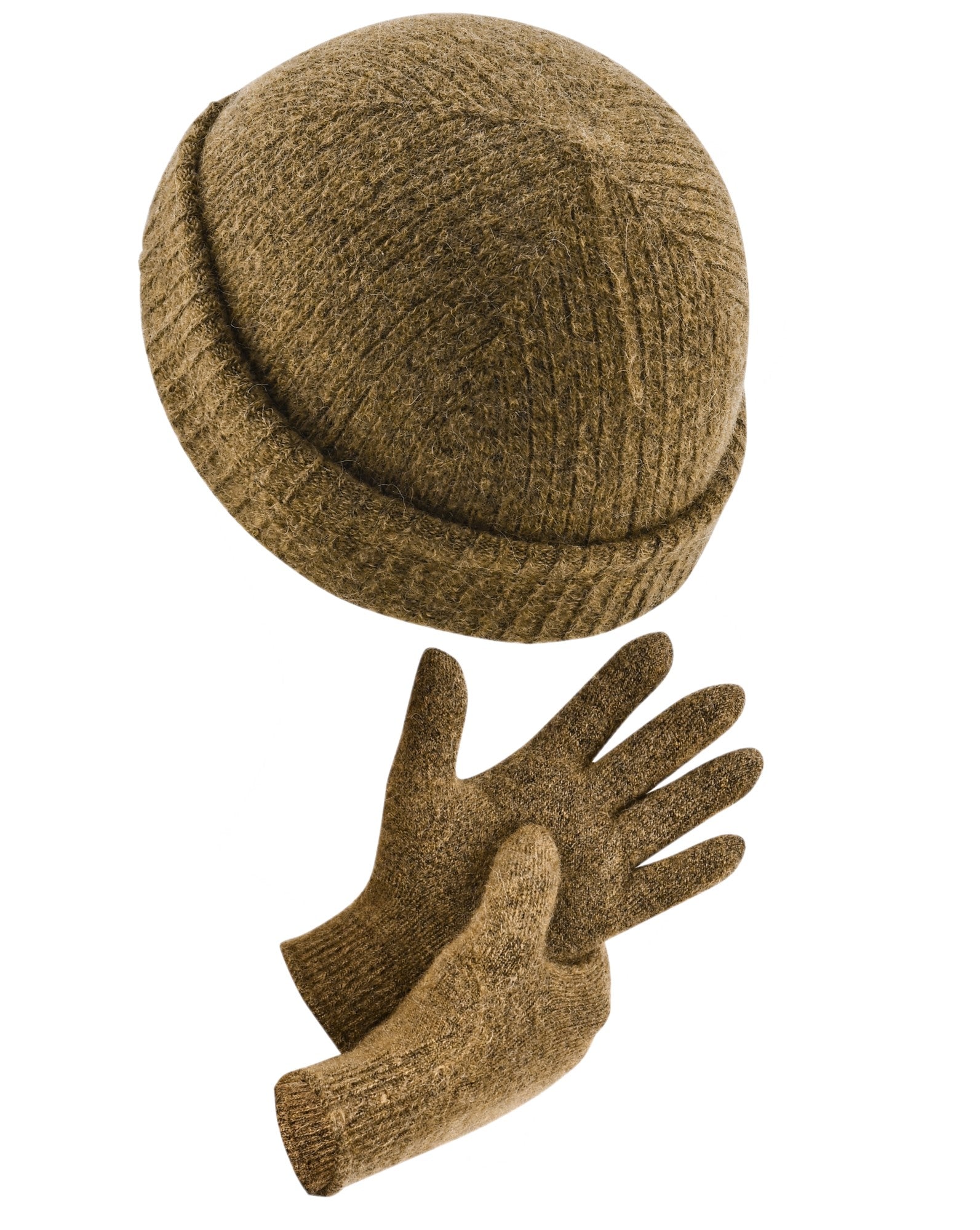 DAPHNE Alpaka Yün Bere ve Eldiven Seti (Kahverengi) - 4