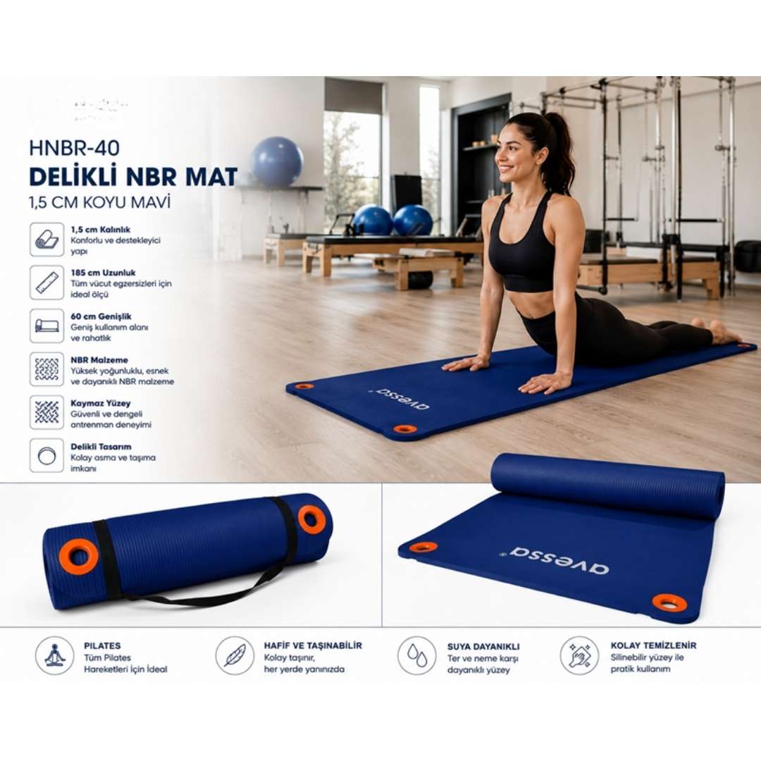 DELİKLİ NBR MAT 1,5 CM KOYU MAVİ - 2