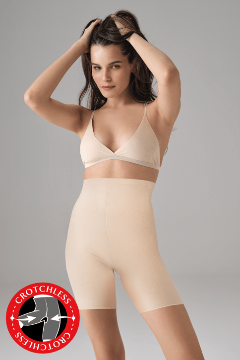 DOREANSE Kadın Dikişsiz Yüksek Bel Ağ Kısmı Açık Şort Korse 5902