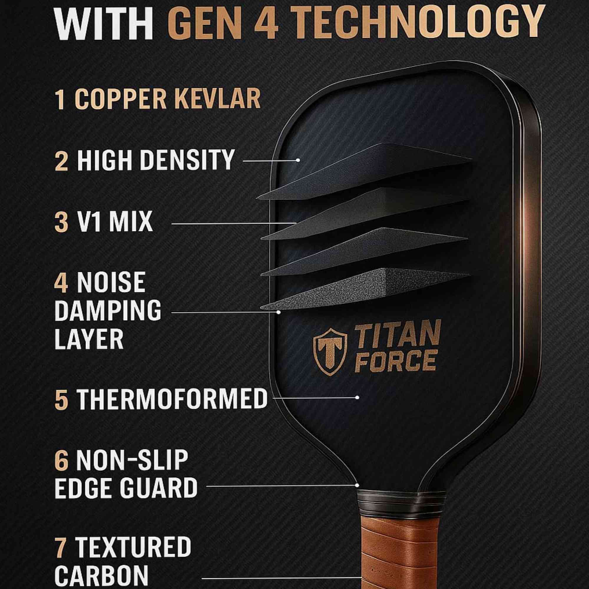 Dropick Titan Force – Profesyonel Pickleball Raketi | Güç ve Spin Kontrolü - 3