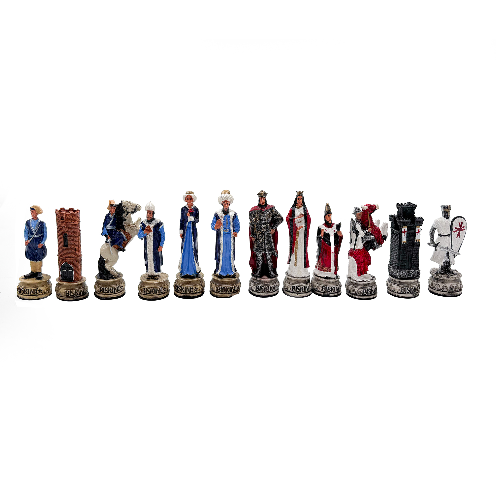 El Boyamalı Osmanlı – Haçlı Temalı Satranç Takımı – Polyester Taşlı Ahşap Kapaklı Kutu - 24