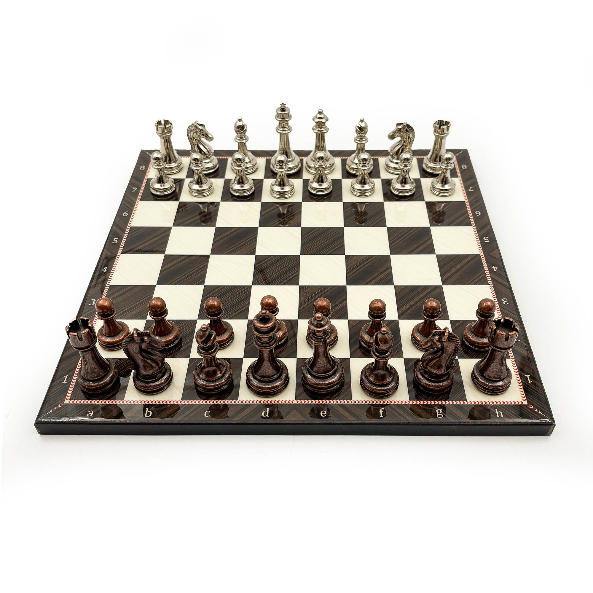 El Yapımı Ceviz Desenli Ahşap Satranç Takımı – Metal Taşlı CD30 - 4