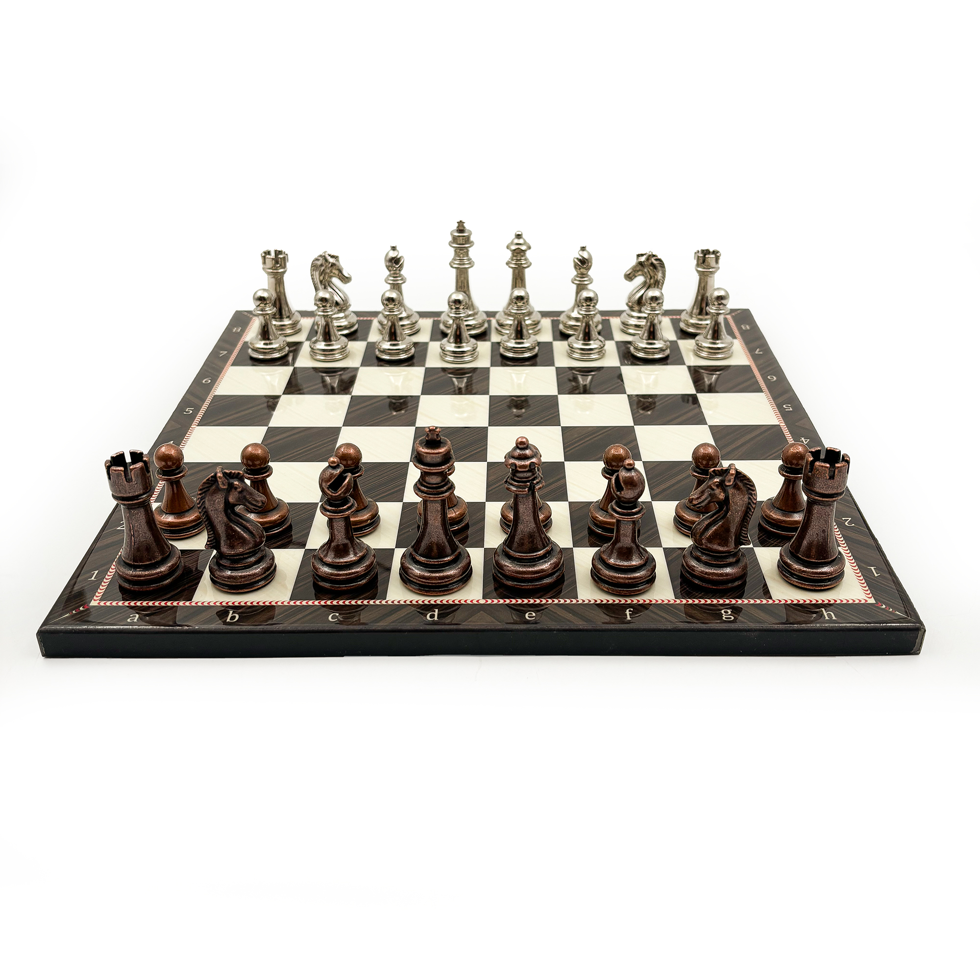 El Yapımı Ceviz Desenli Ahşap Satranç Takımı – Metal Taşlı DC36 - 3