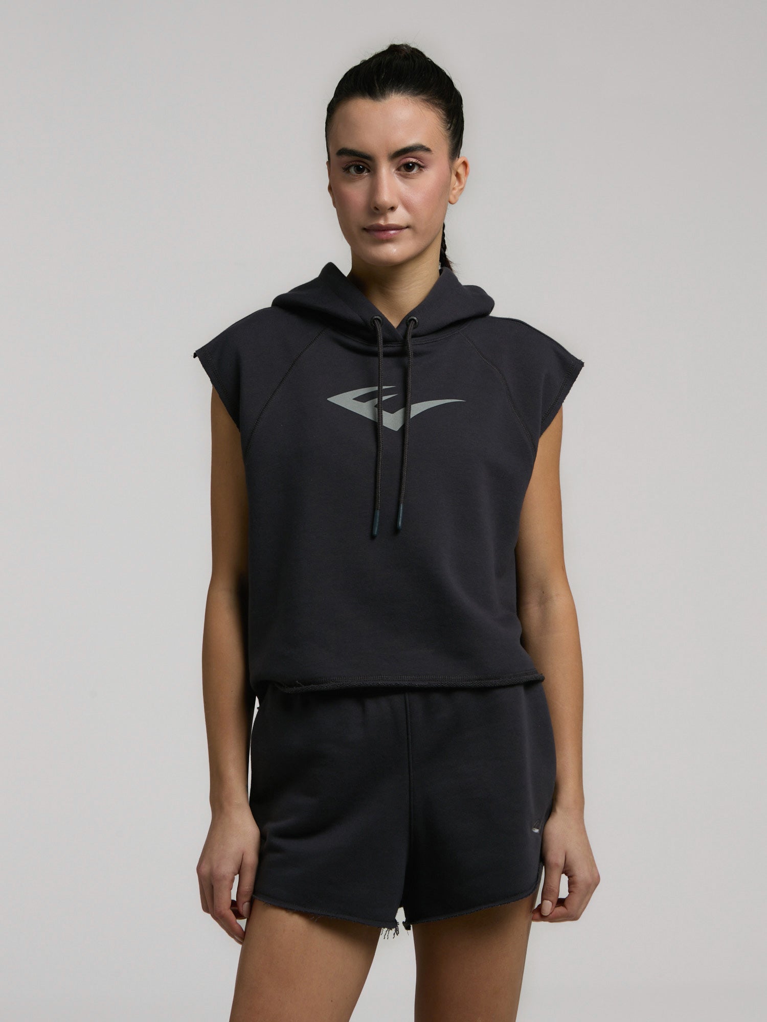 Ever Classics Wmn Füme Kadın Crop Kapüşonlu Kolsuz Sweatshirt