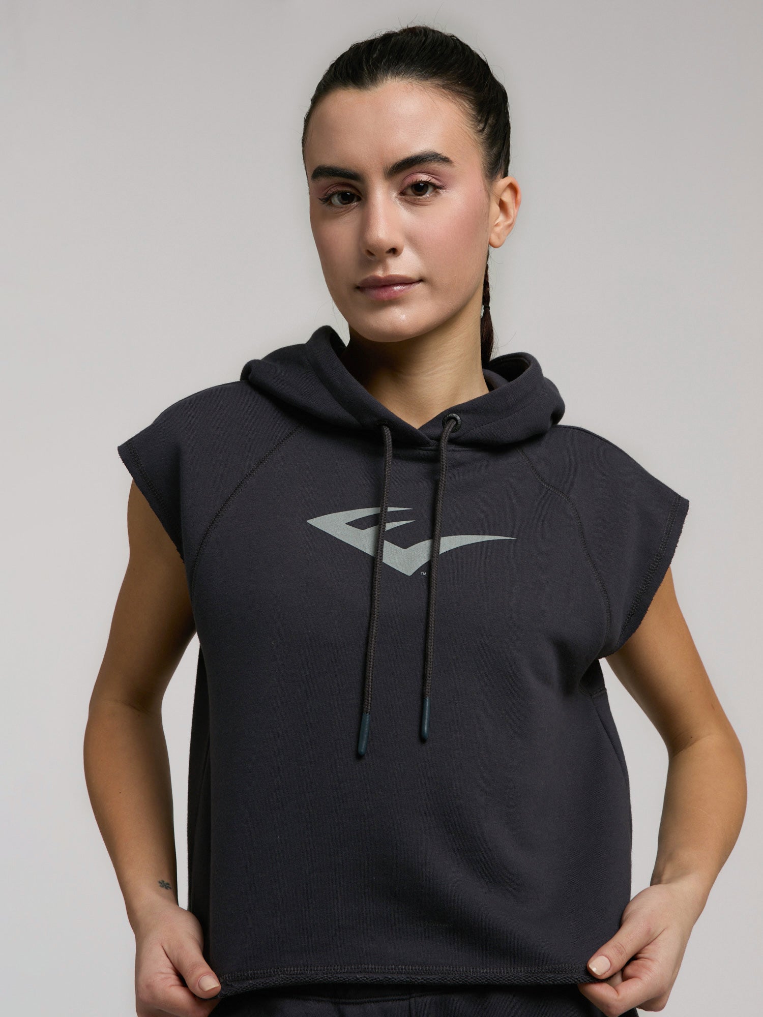 Ever Classics Wmn Füme Kadın Crop Kapüşonlu Kolsuz Sweatshirt - 3