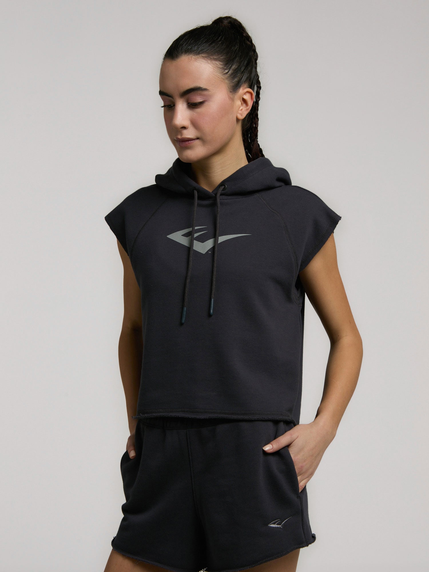 Ever Classics Wmn Füme Kadın Crop Kapüşonlu Kolsuz Sweatshirt - 4