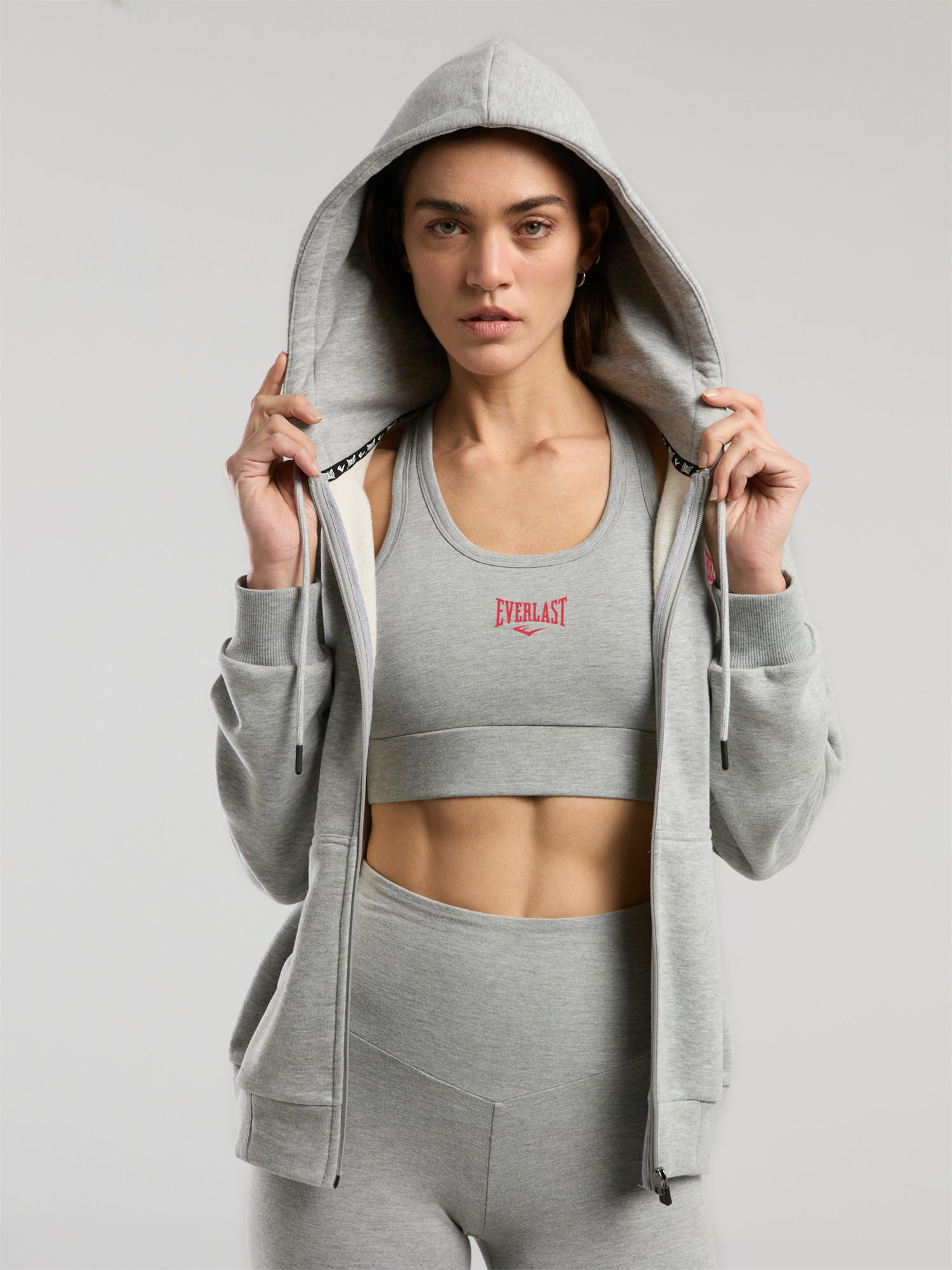 Ever Classics Wmn Gri Melanj Kadın Kapüşonlu Full Zip Sweatshirt