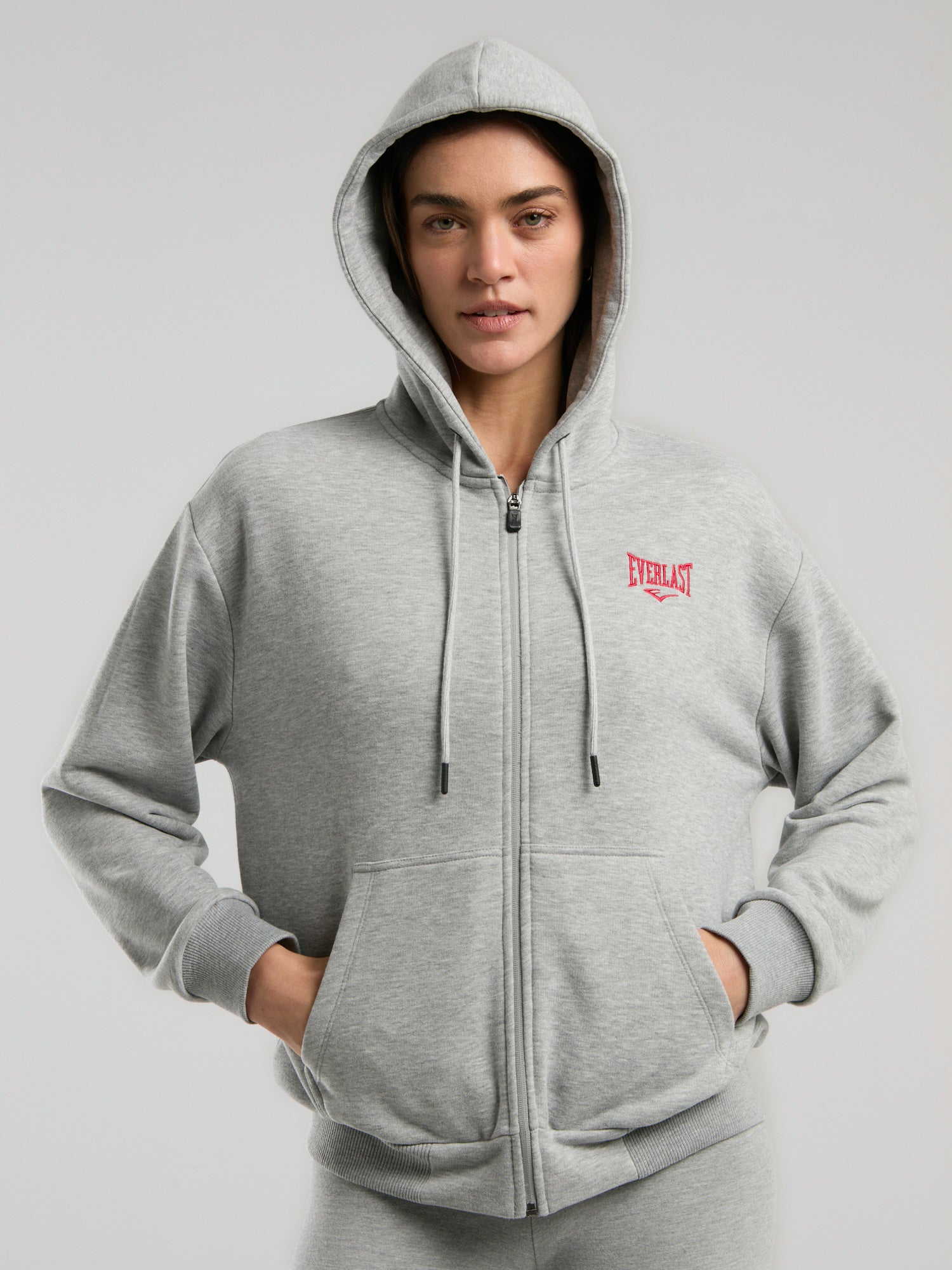Ever Classics Wmn Gri Melanj Kadın Kapüşonlu Full Zip Sweatshirt - 4